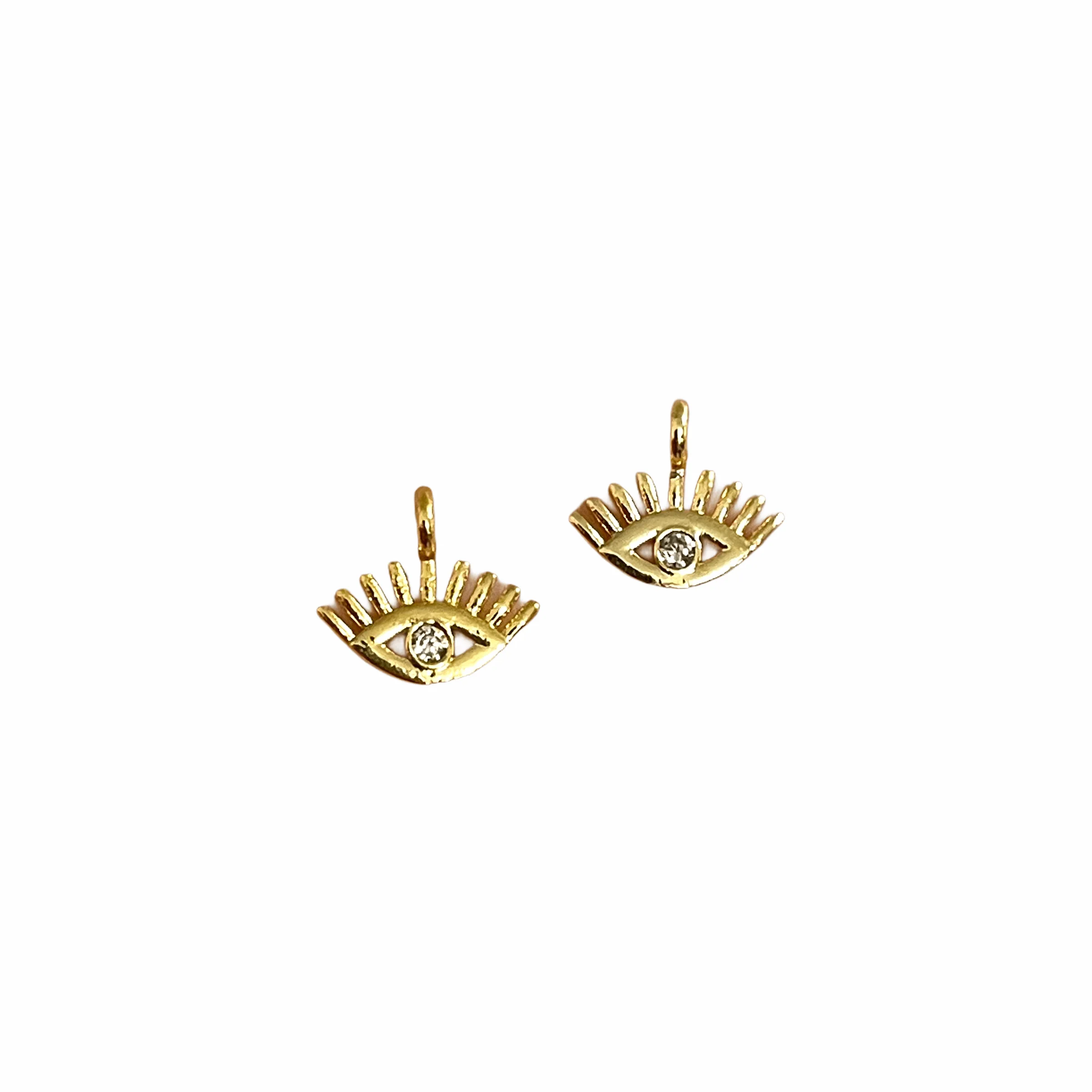 24Kt Shiny Gold Plated Brass Zirconia Charms, 2 pcs in a pack - Image 2