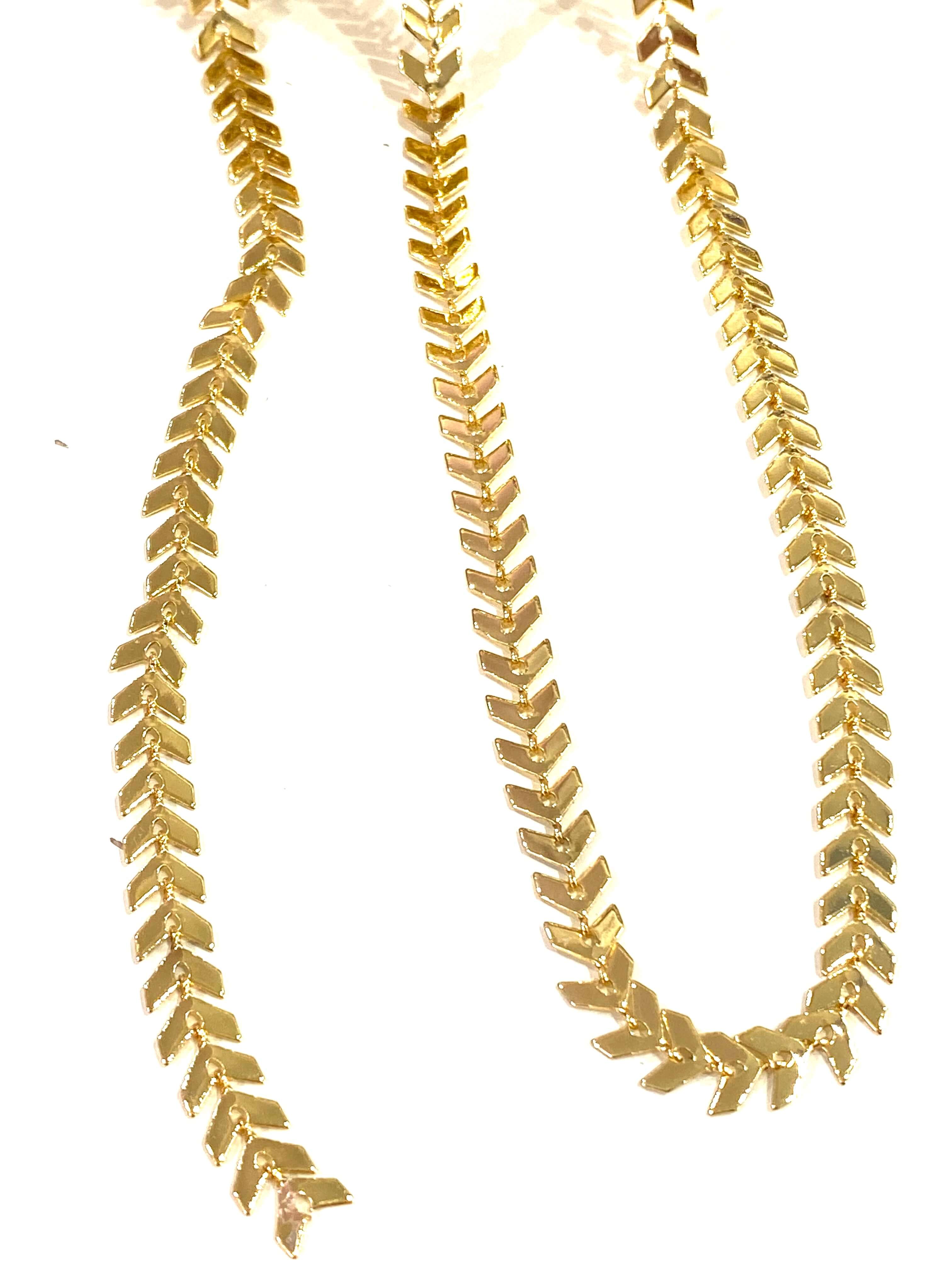 24Kt Shiny Gold Plated Chevron Chain, 6mm Gold Chevron Chain - Image 6