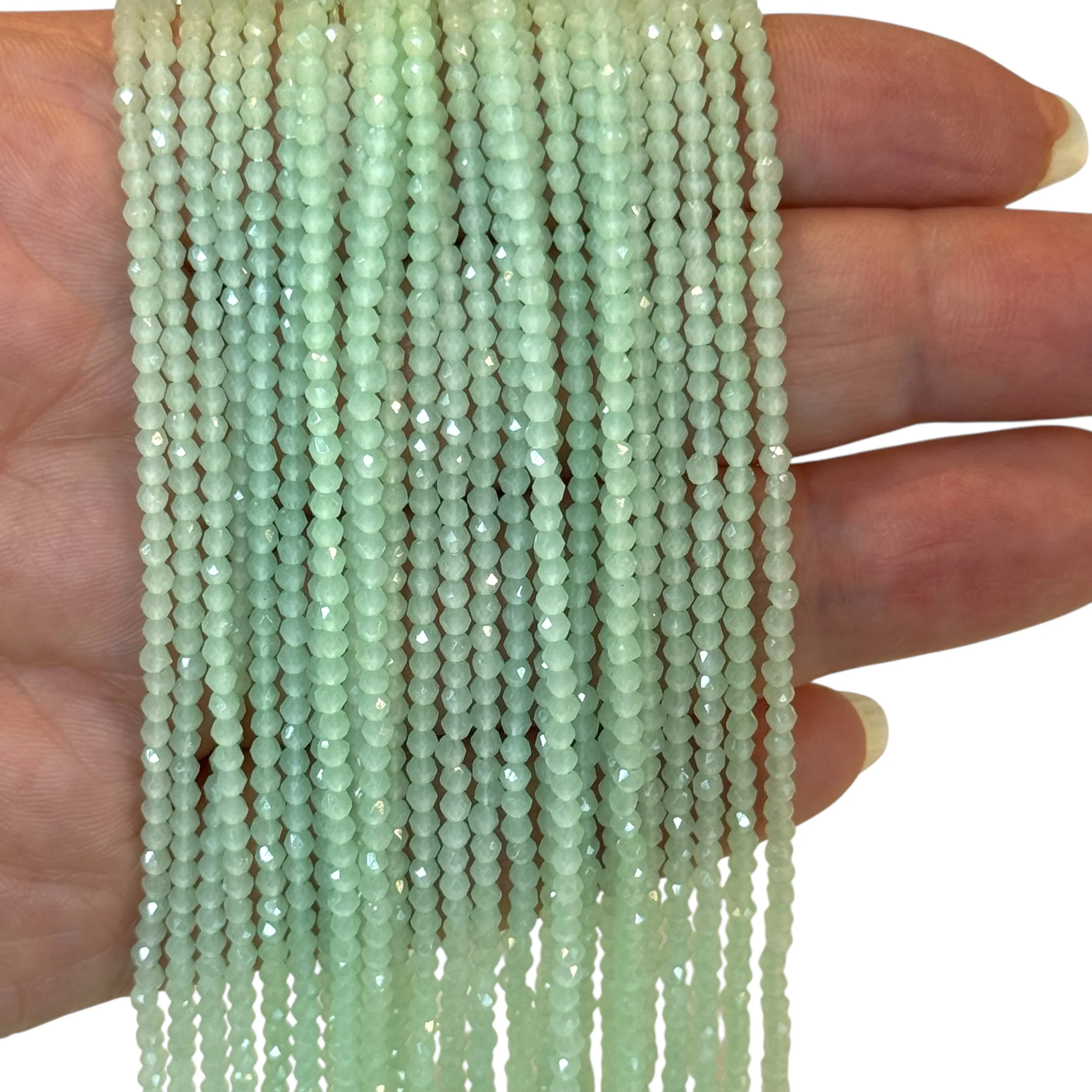 2mm Mint Faceted Round Crystal Beads, PBC2R19