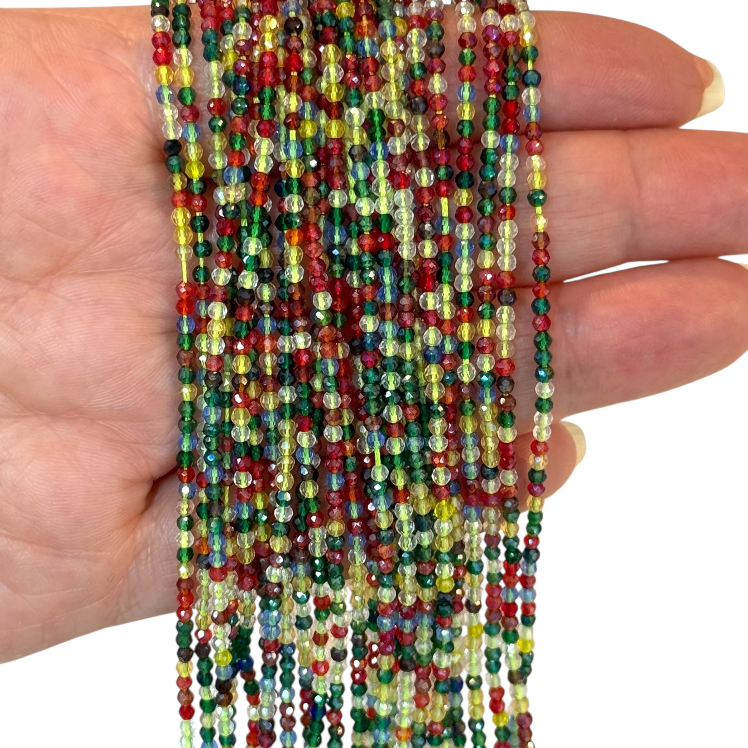 2mm Multicolour Faceted Round Crystal Beads, PBC2R22