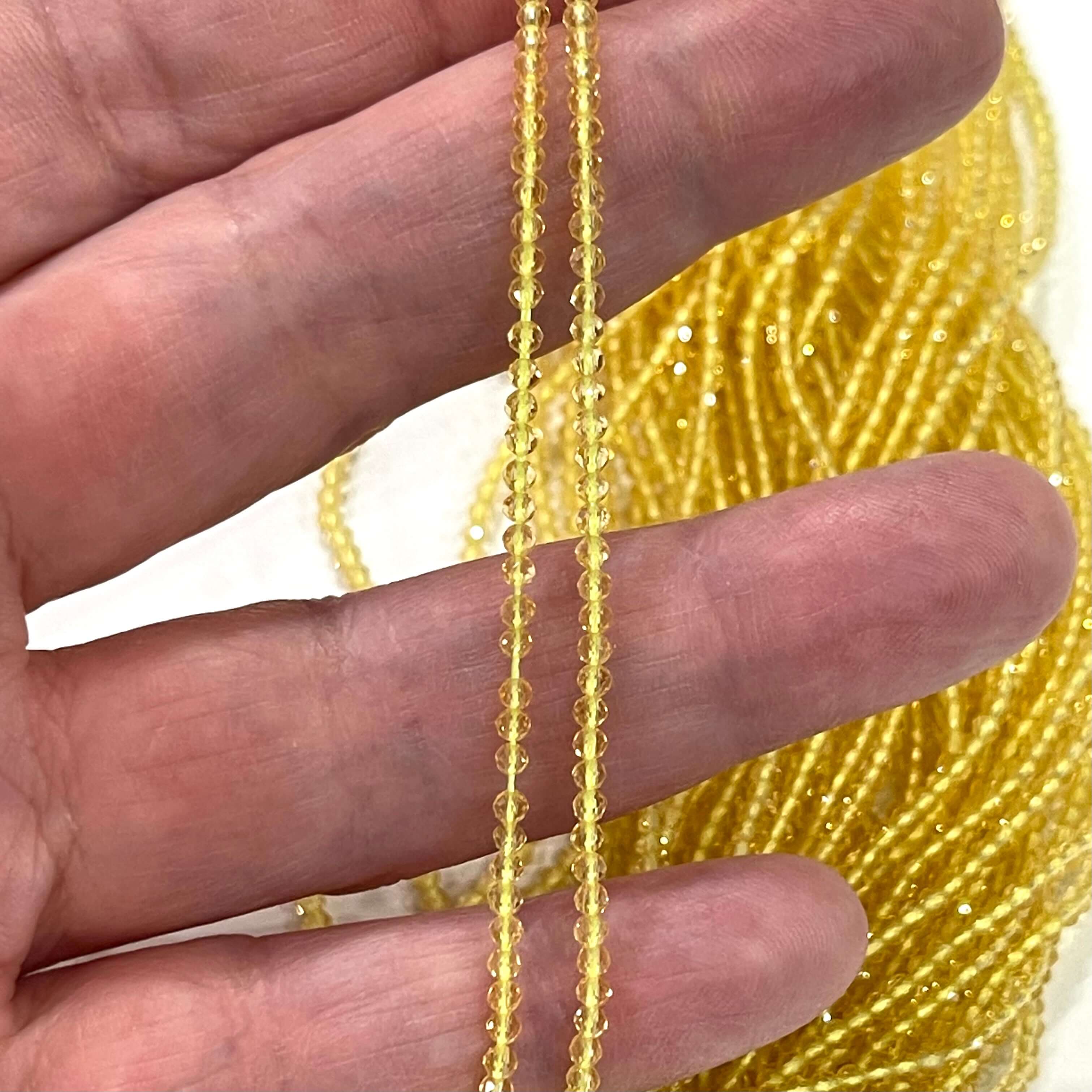 2mm Yellow Jade Faceted Round Beads, 200 Beads