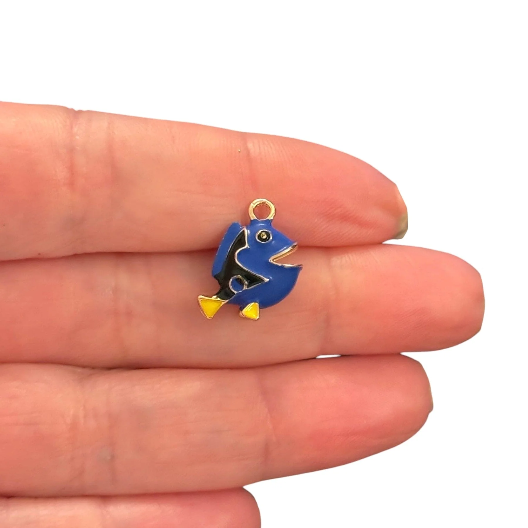 3D Blue Tang Fish Charm – Enamel & 24Kt Gold-Plated Ocean Pendant - Image 2