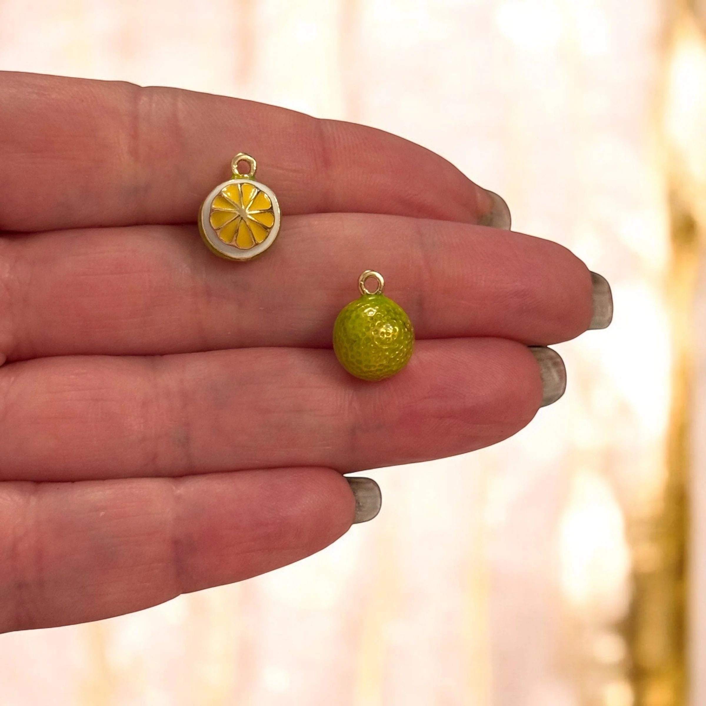 3D Half-Peeled Lemon Charm – Yellow Enamel Fruit Pendant