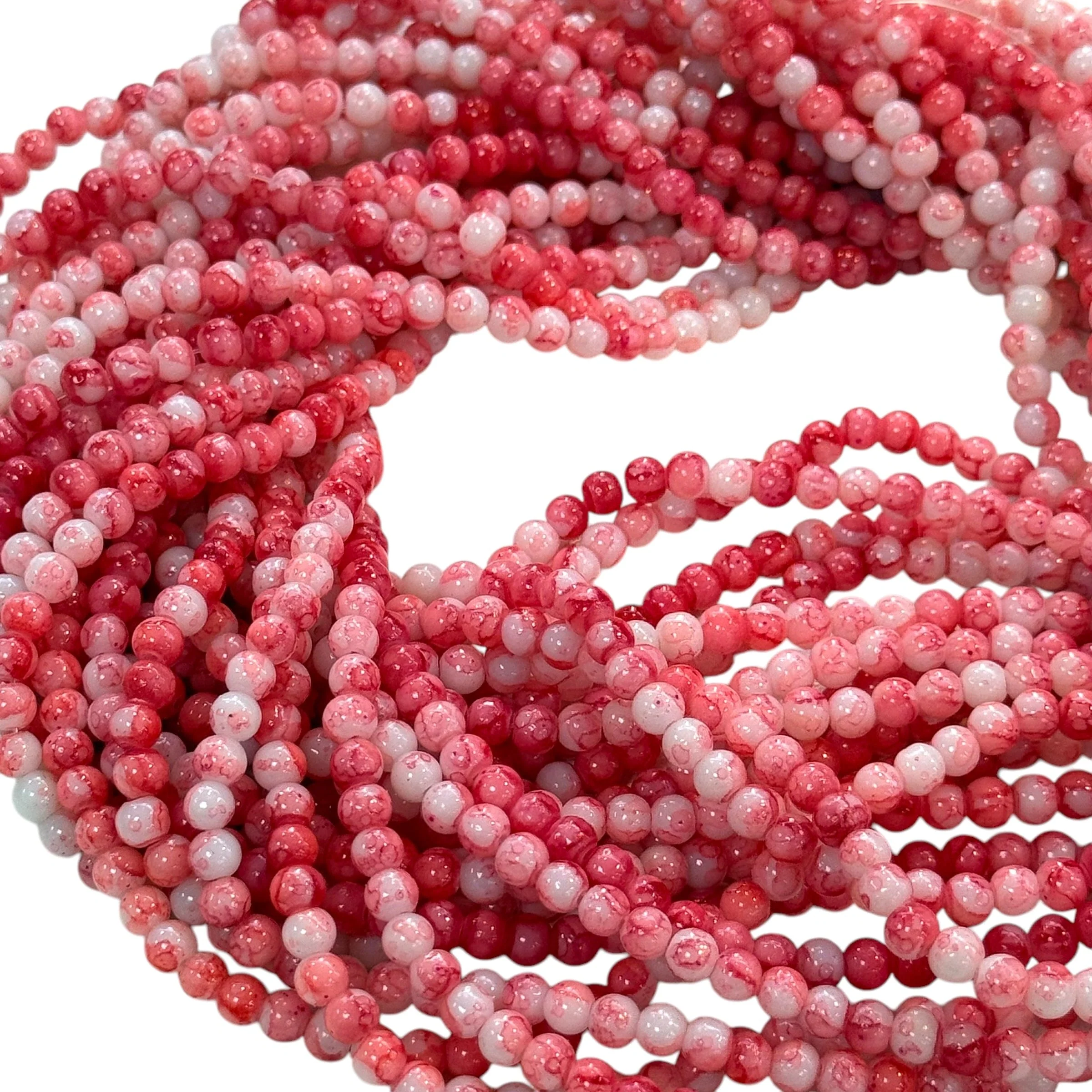 4mm Marbled glass beads, smooth round glass beads full strand