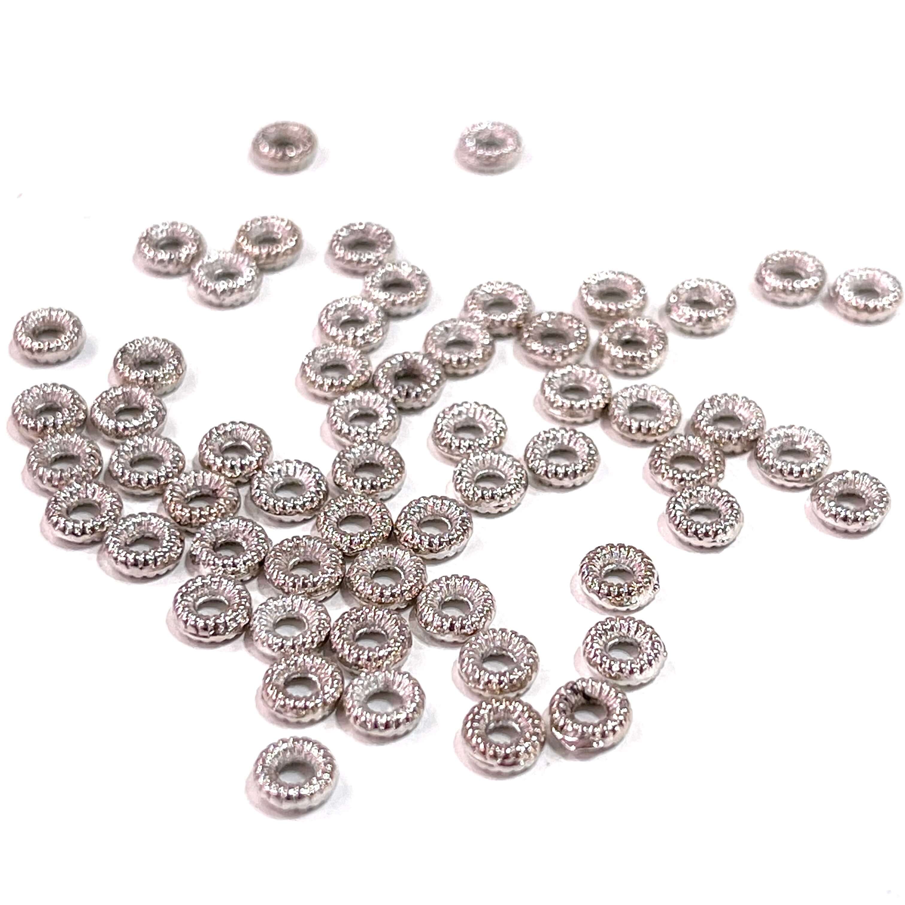 50 pcs Rhodium Wheel Spacers, 4.5mm Rhodium Plated Wheel Spacers,