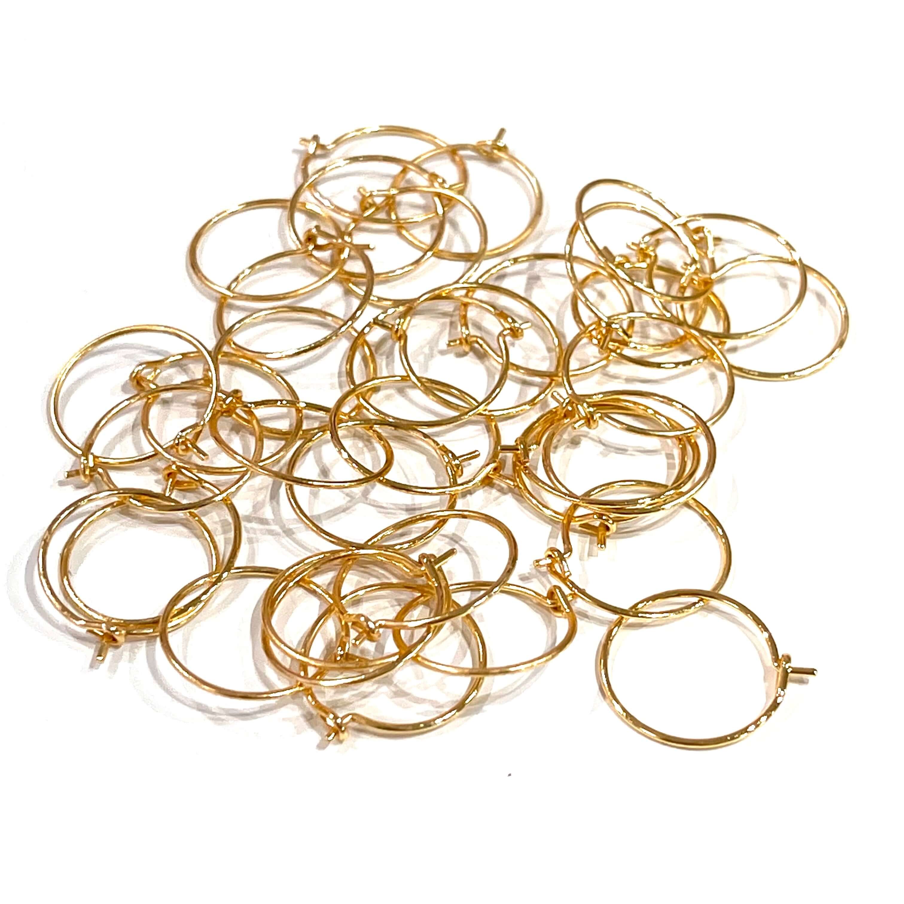 6 Pcs, 24Kt Gold Plated Earring Hoops, 15mm, Gold Plated Earring,