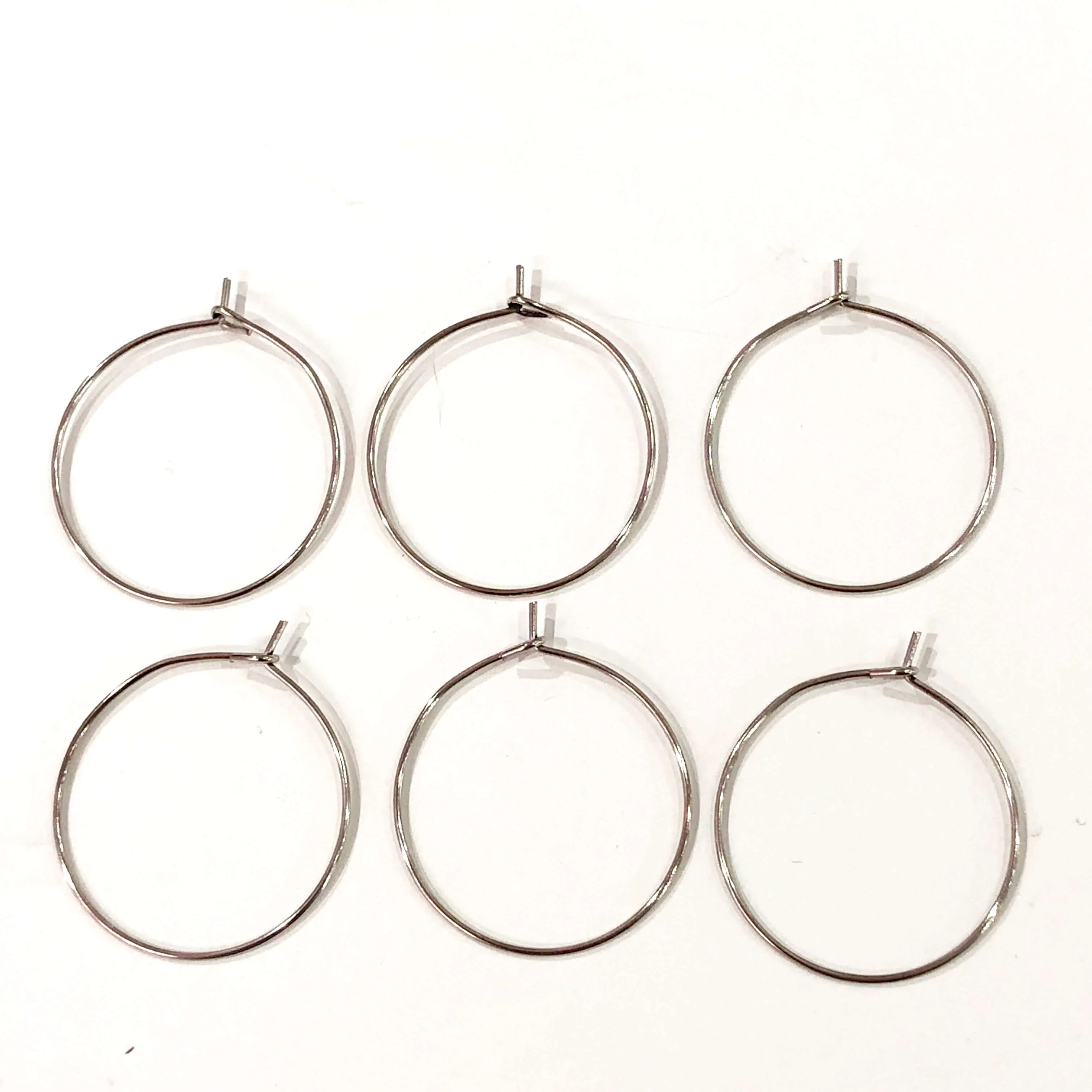 6 Pc, Rhodium Plated Earring Hoops, 25mm, Rhodium Plated Earring, - Image 2