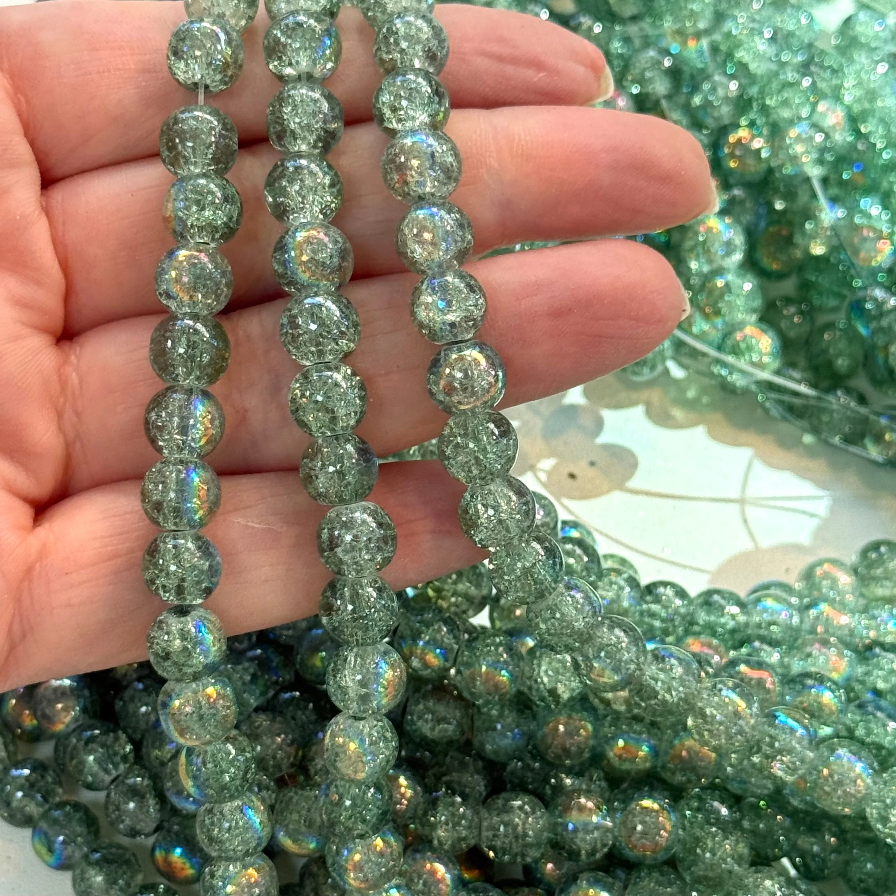 8mm Marbled glass beads, smooth round glass beads full strand 50 beads