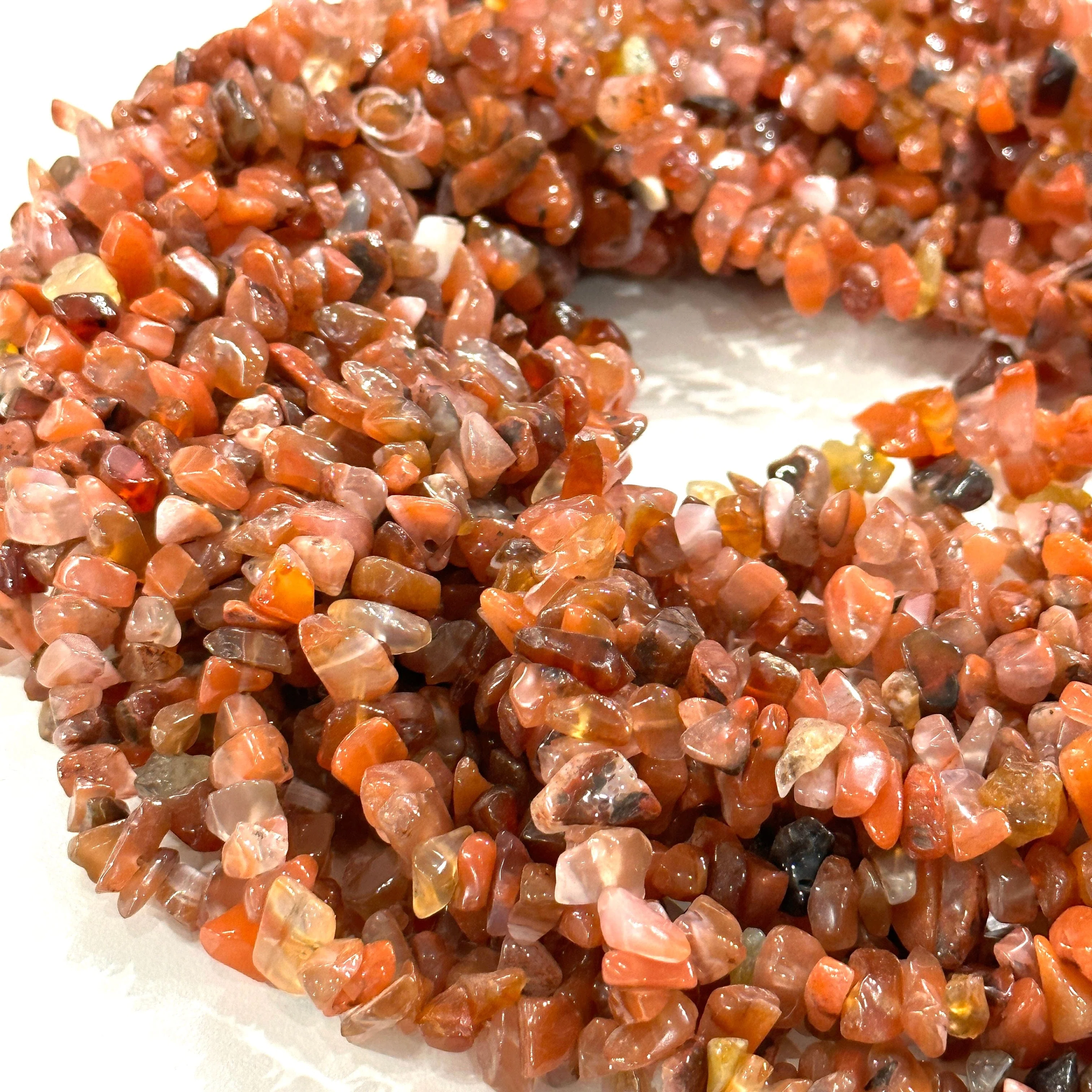 90 cm Strand  Freeform Carnelian Agate Chips, Long strand 36''