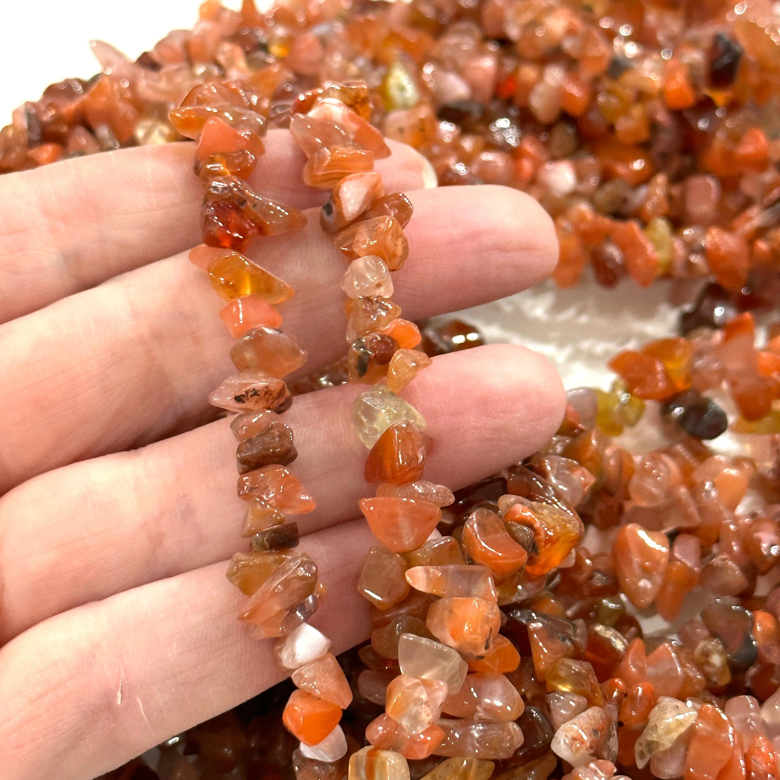 90 cm Strand  Freeform Carnelian Agate Chips, Long strand 36'' - Image 2