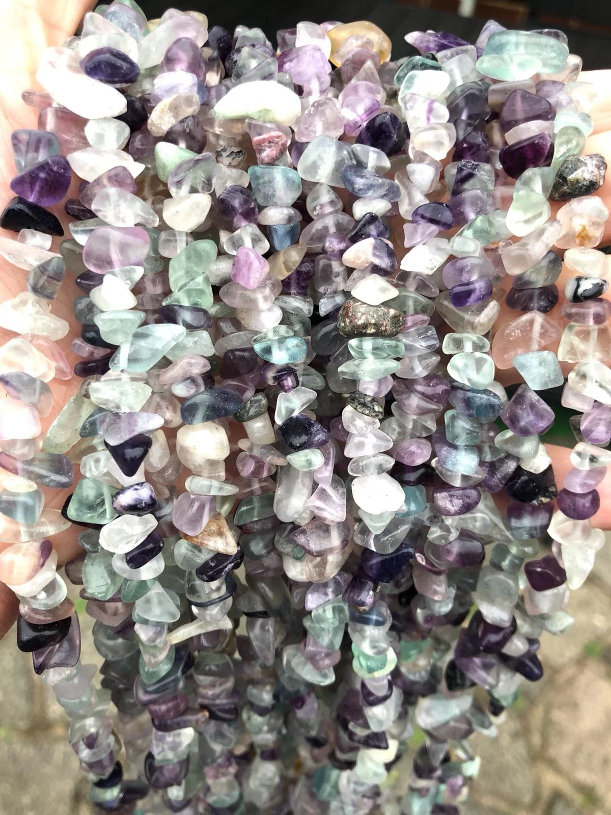 90 cm Strand Natural Freeform Fluorite Chips, Long strand 36'' - Image 2