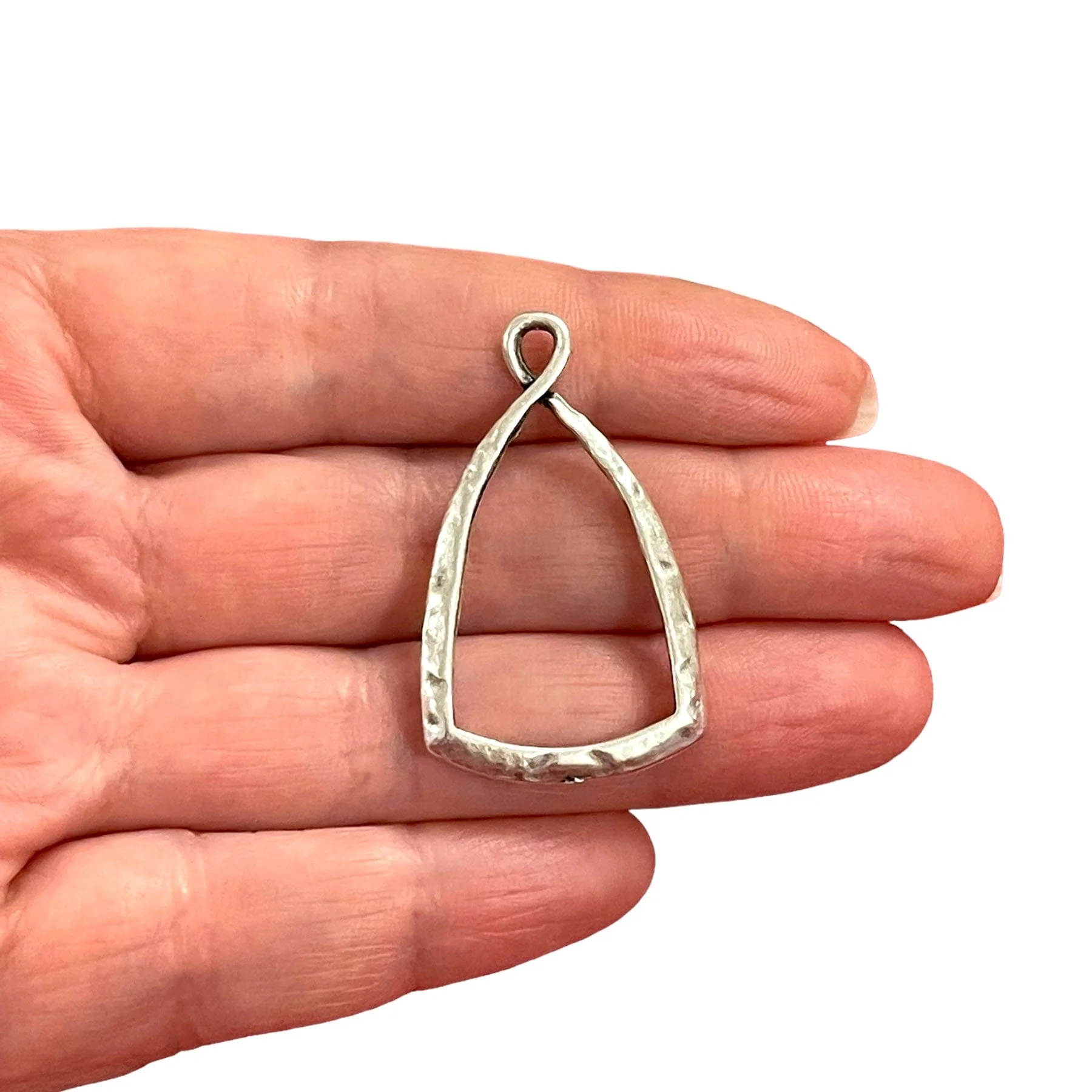 Antique Silver Plated Hammered Triangle Charms, Silver Hammered Triangle Charms, 2 pcs in a pack