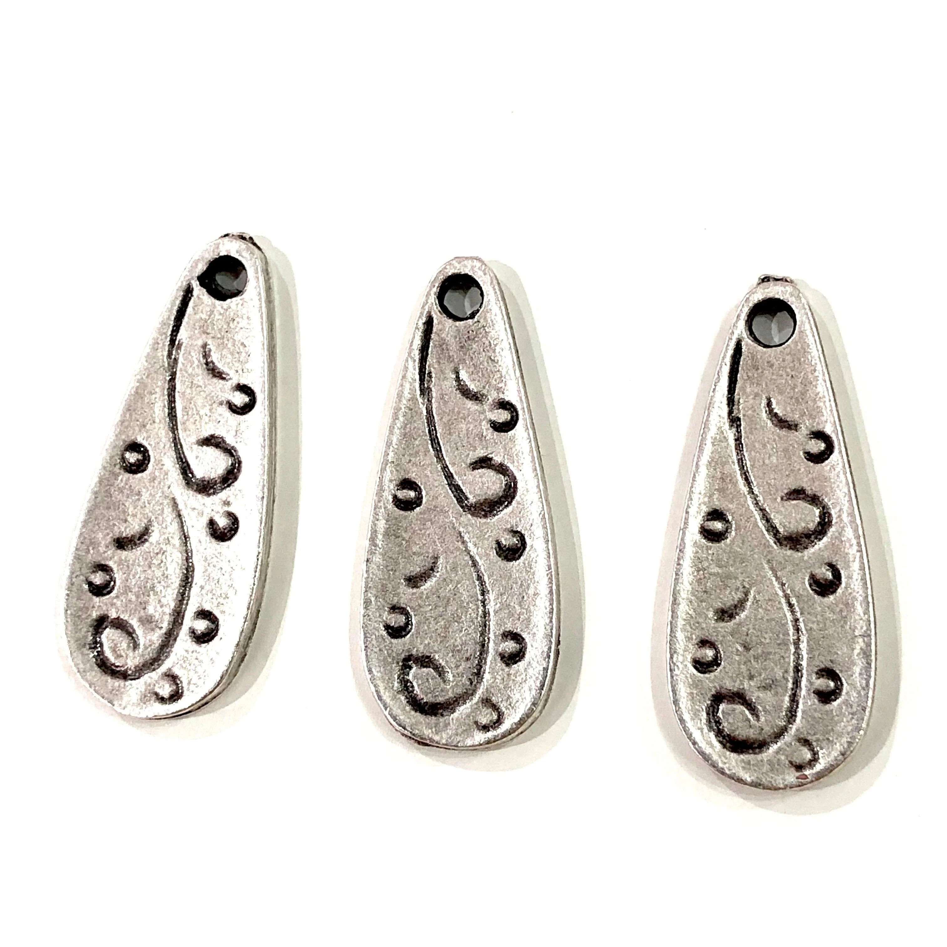 Antique Silver Plated Authentic Silver Charms , Silver Plated Authentic Charms , 3 pieces in a pack,