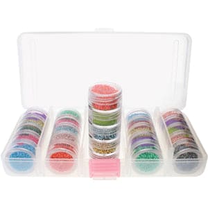 Bead Container, Set Of 25 Bead Storage Stack Jars In A Clear Box - Image 8