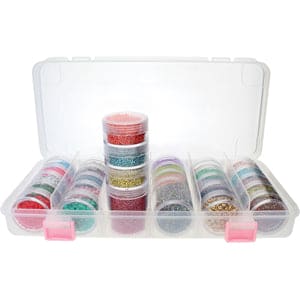Bead Container, Set Of 28 Bead Storage Stack Jars In A Clear Box - Image 6