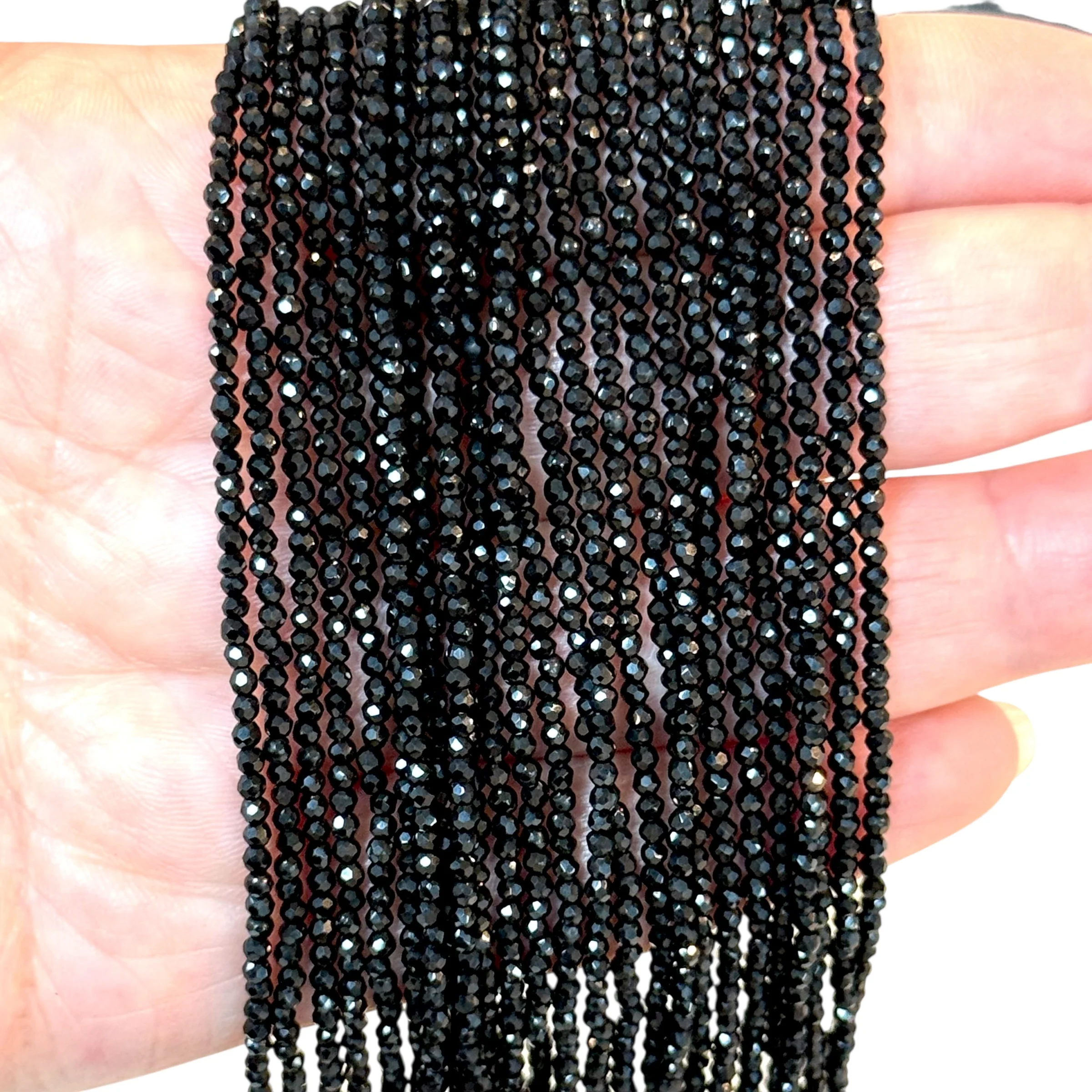 2mm Black Faceted Round Crystal Beads, PBC2R1
