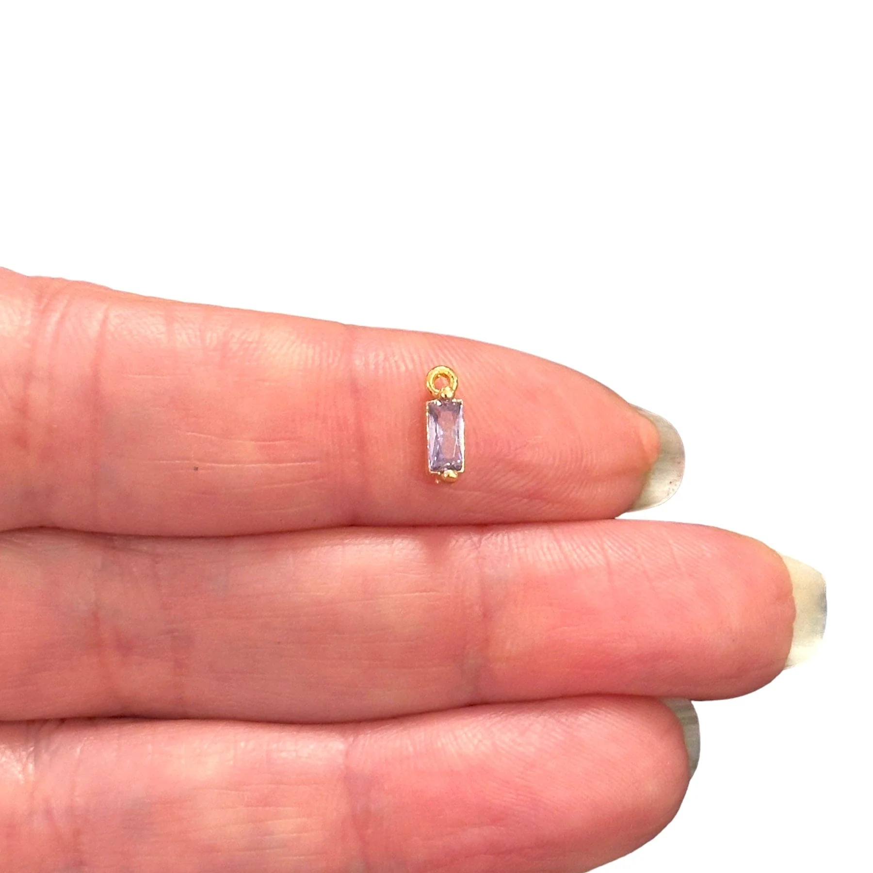 Birthstone Baguette 24Kt Gold Plated CZ Charms, Mini Birthstone CZ Charms - Image 4