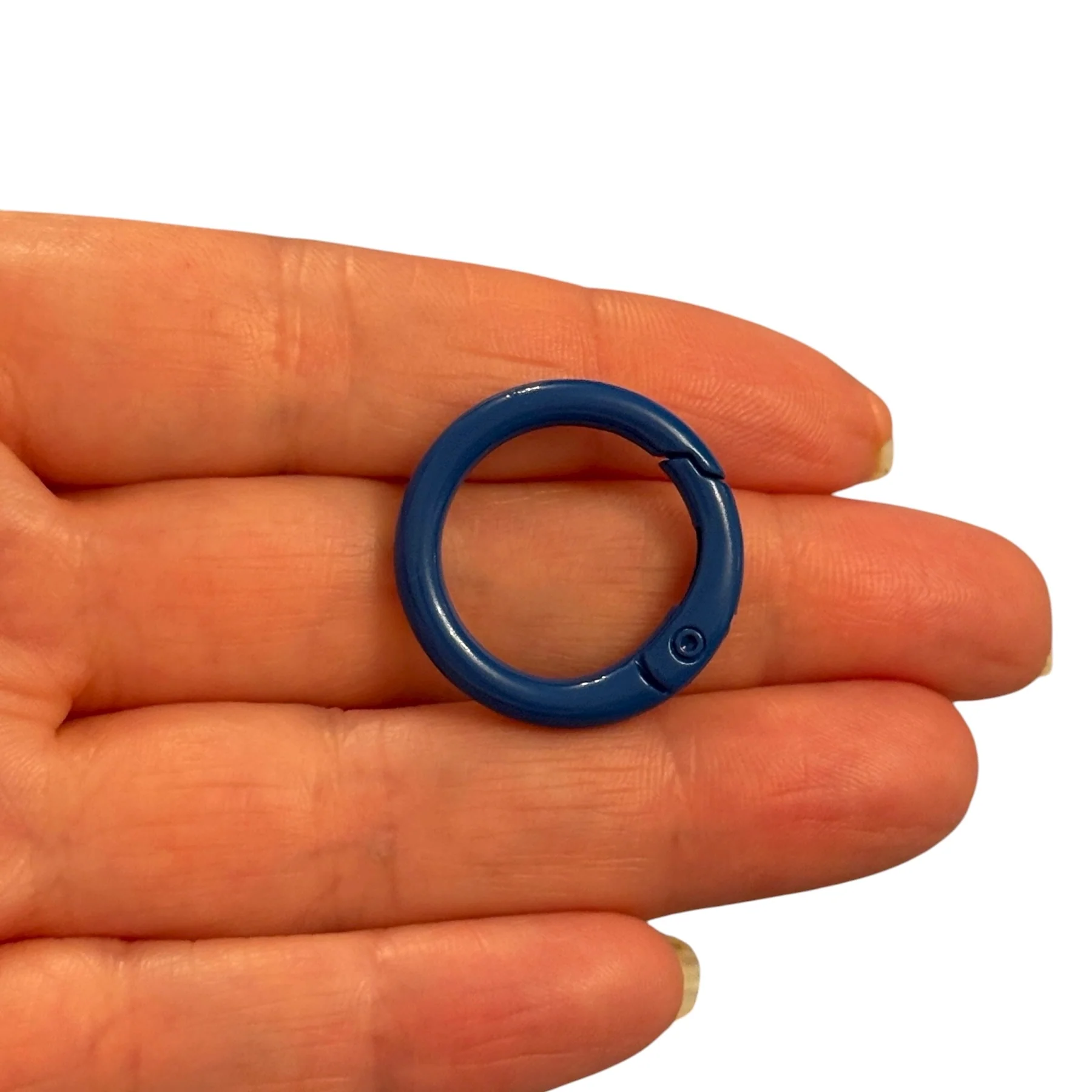 Blue Enamel Round Keychain & Bag Charm Clip – 25mm