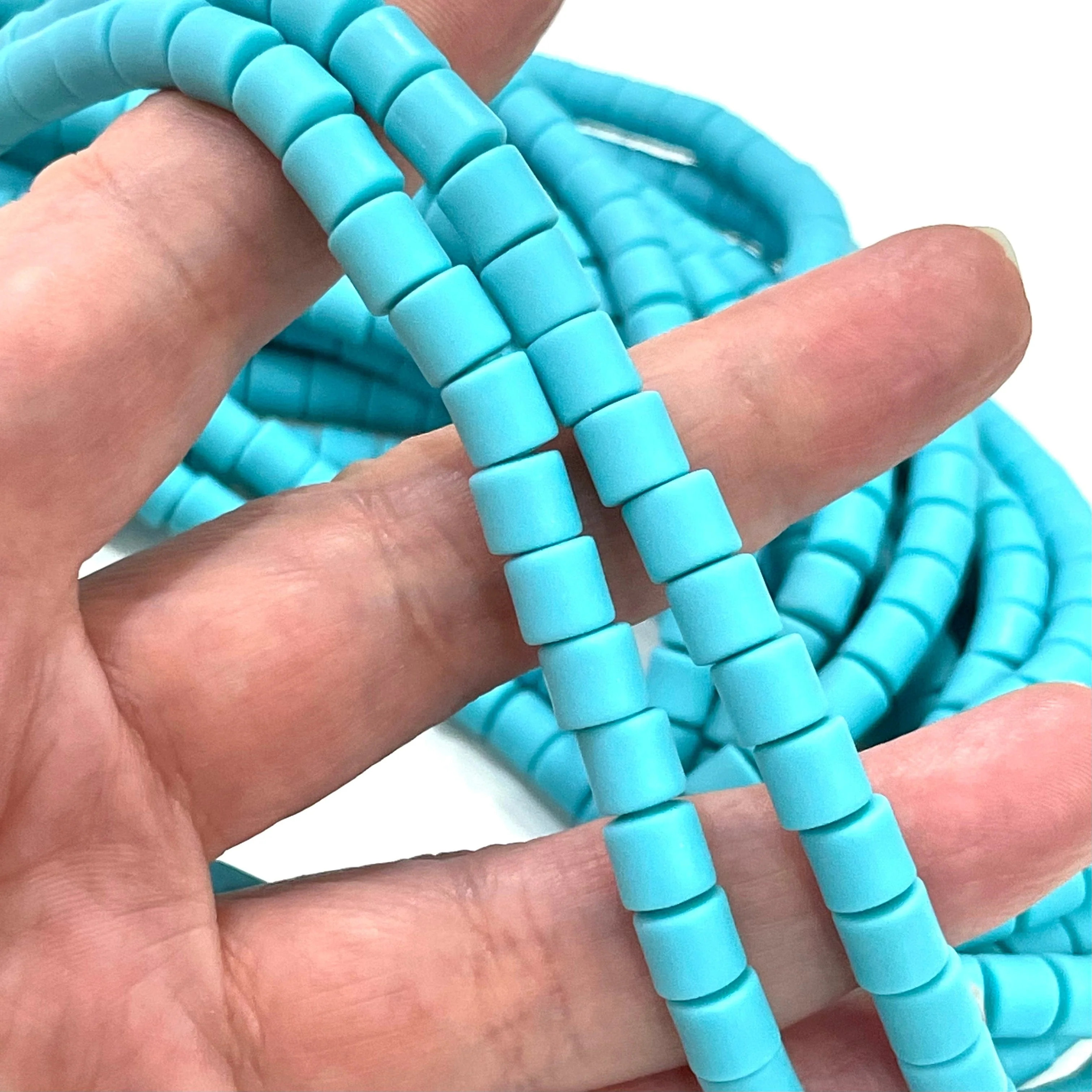 Blue Polymer Clay 6x6mm Beads, 6mm Polymer Clay Spacers - Image 2