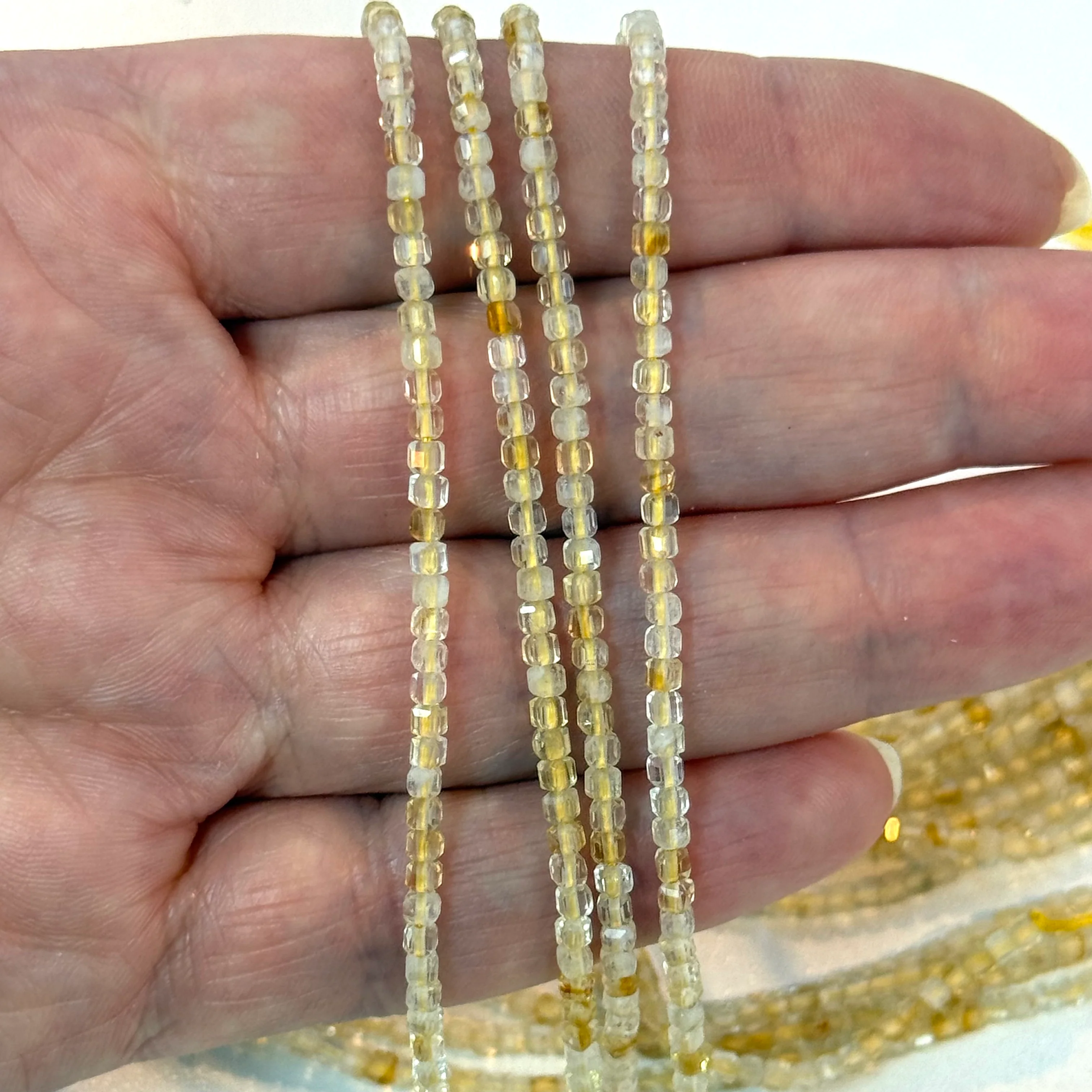 Genuine Citrine Cube Beads – 2x2mm Square (Approx. 170 pcs/Strand)