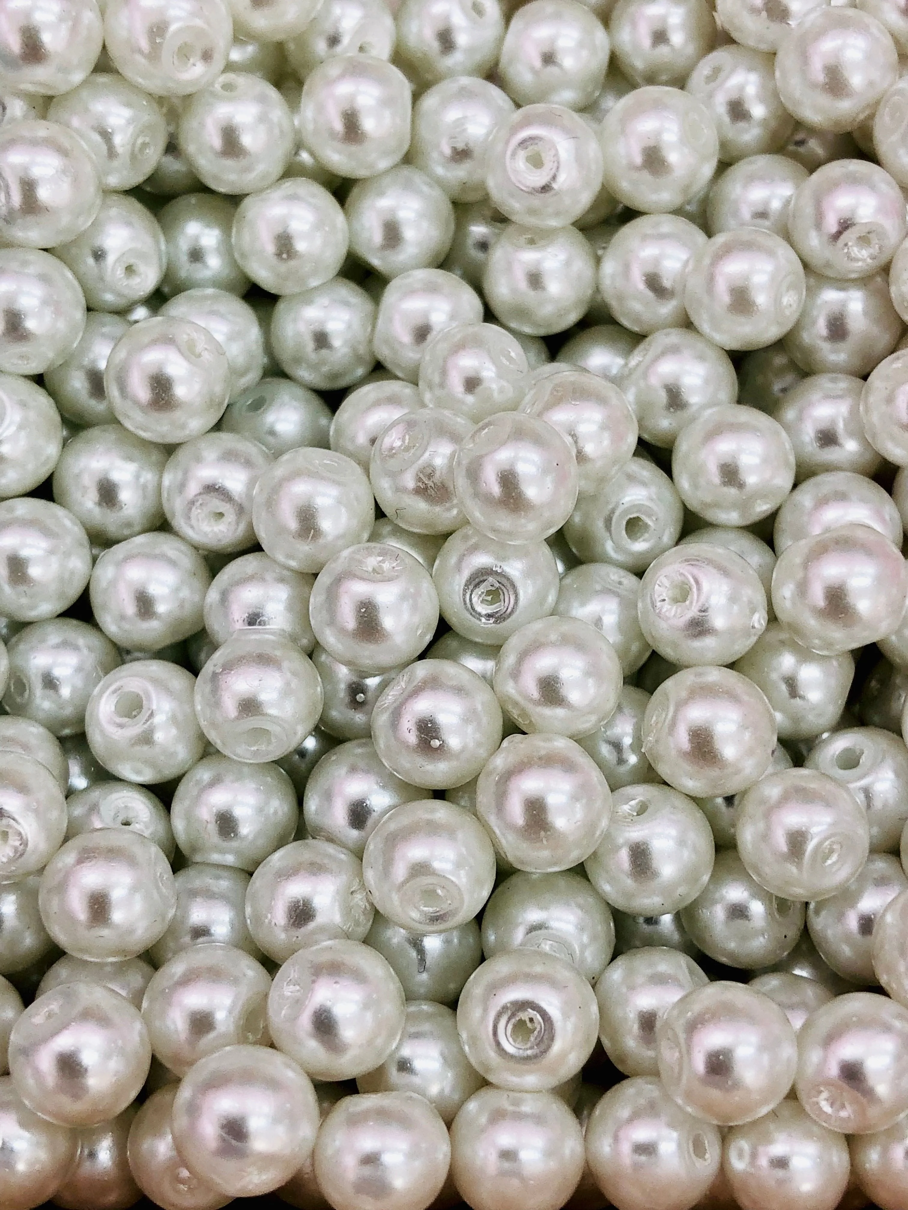 Glass Pearl Beads  6mm 100Gr Pack Approx 350 Beads, White Glass Pearl Beads - Image 2
