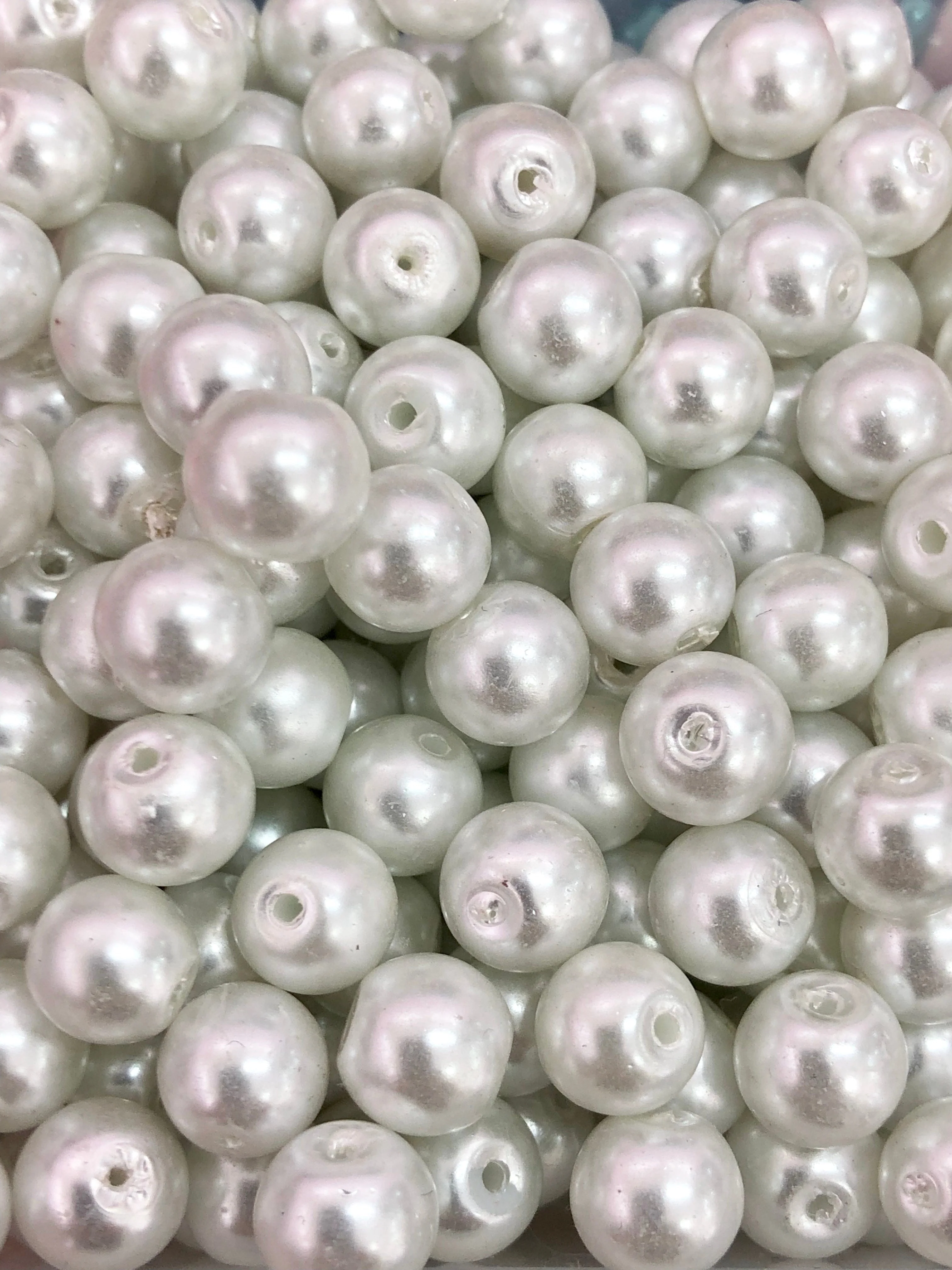 Glass Pearl Beads  6mm 100Gr Pack Approx 350 Beads, White Glass Pearl Beads - Image 3