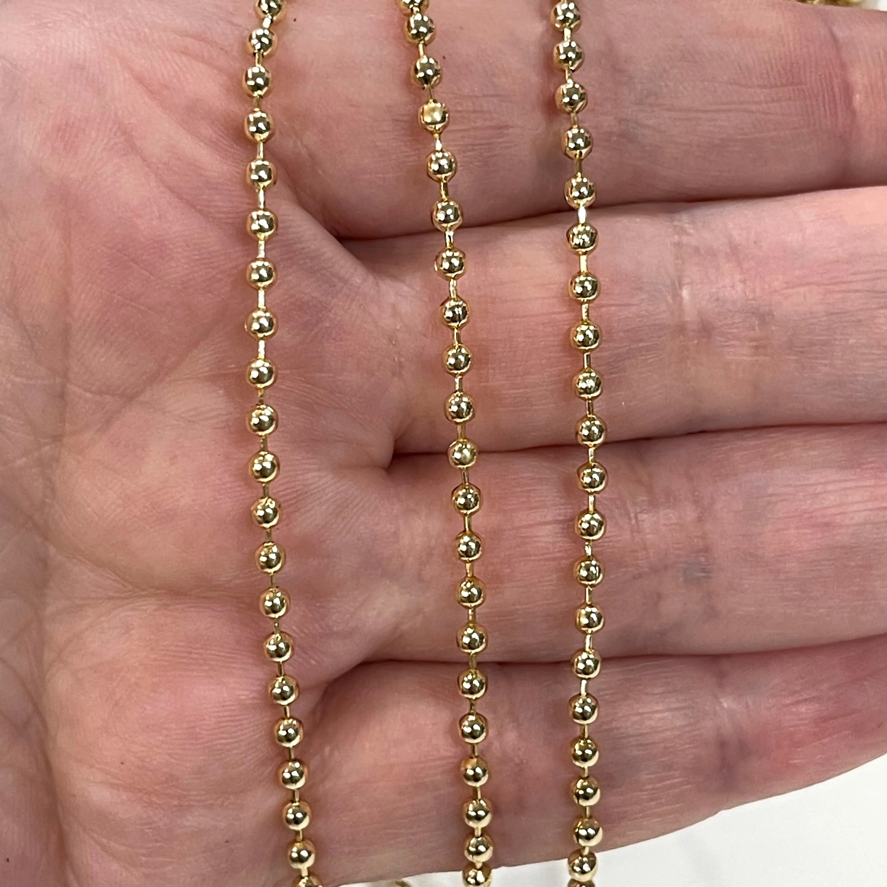 Gold Plated Ball Chain, 2mm Gold Ball Chain - Image 2