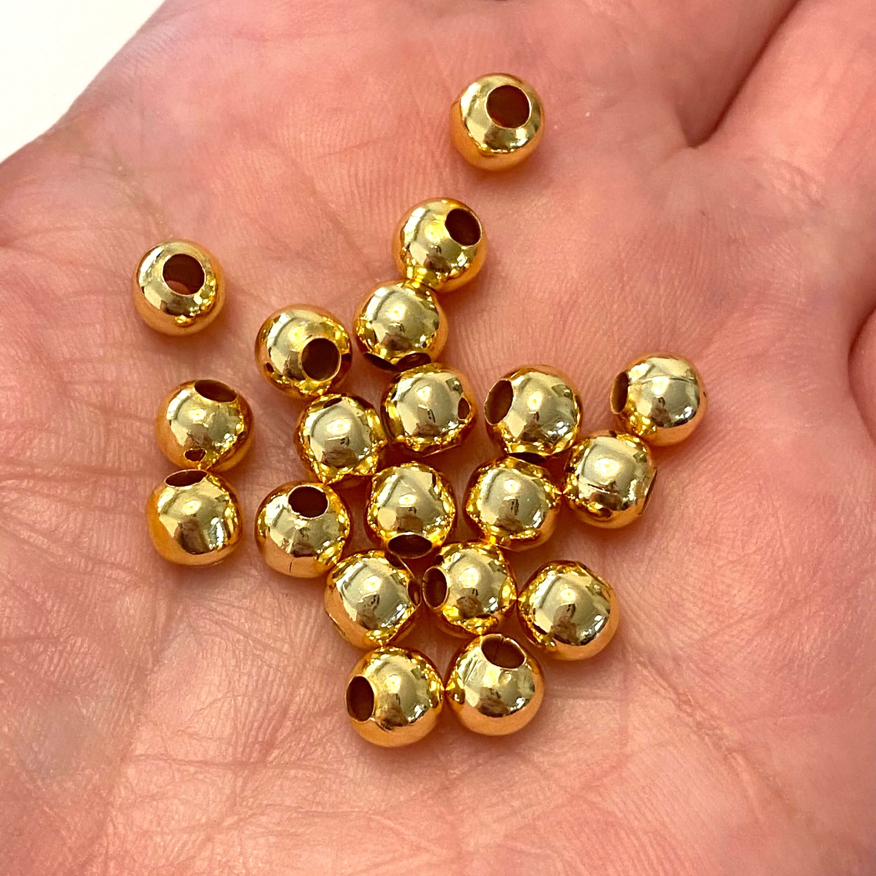 24Kt Shiny Gold Plated 6mm Spacer Balls, 20 pieces in a pack,