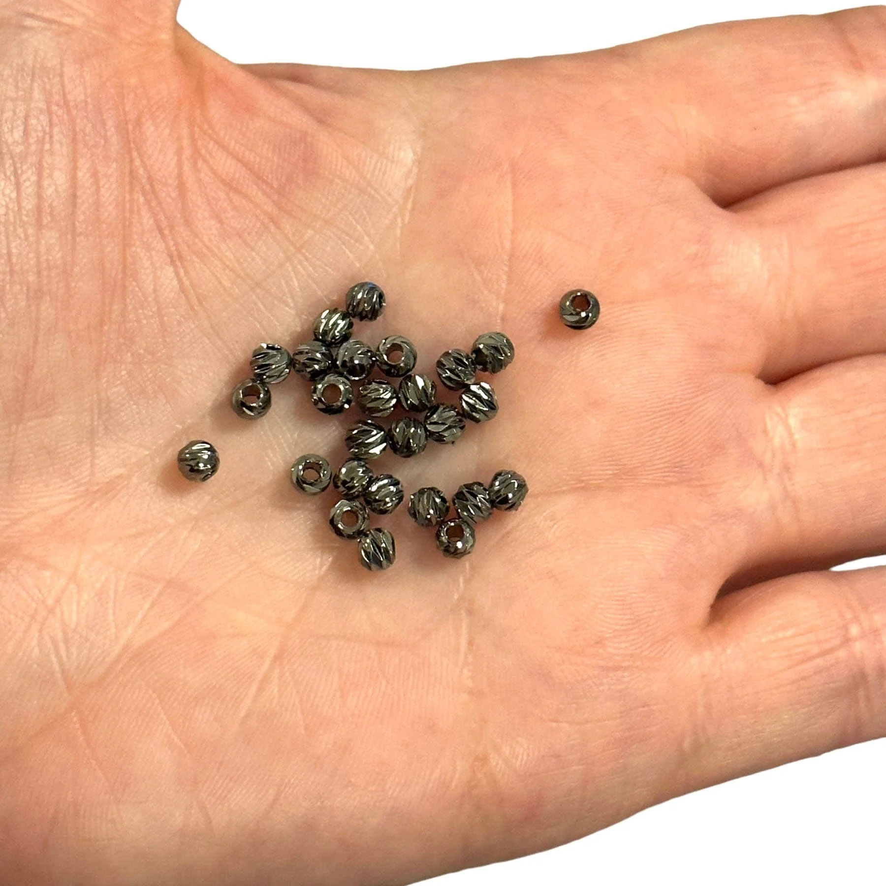 Gunmetal Plated Laser Cut 4mm Spacer Beads, Gunmetal Plated 4mm Dorica Spacer Beads, 100 beads in a pack - Image 2
