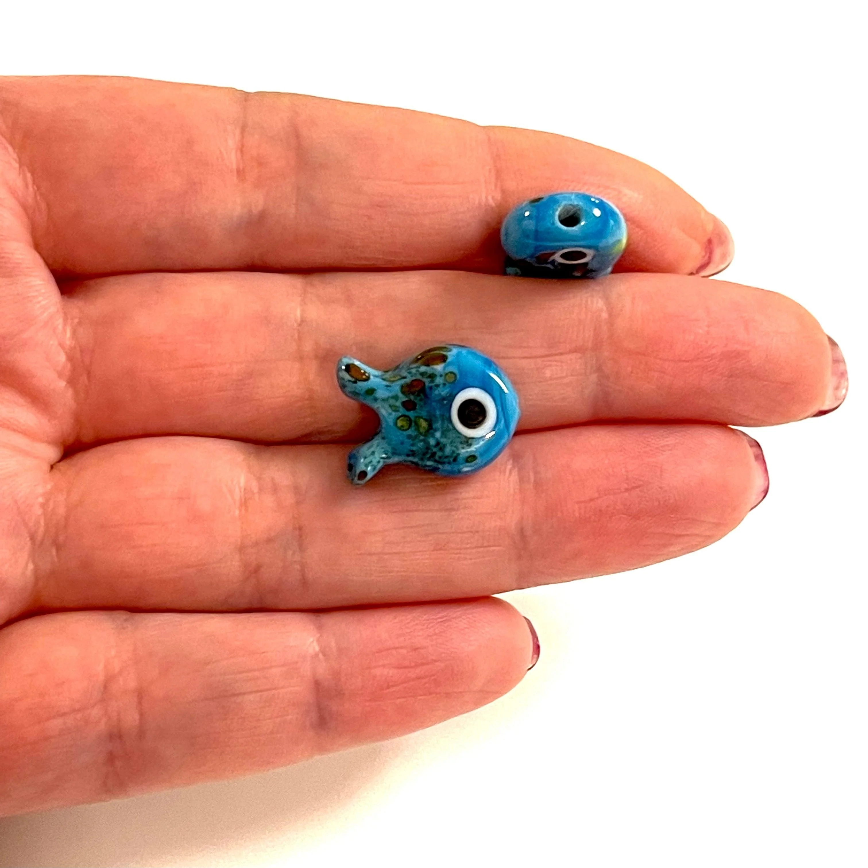 Hand Made Murano Glass Blue Fish Charm - Image 2