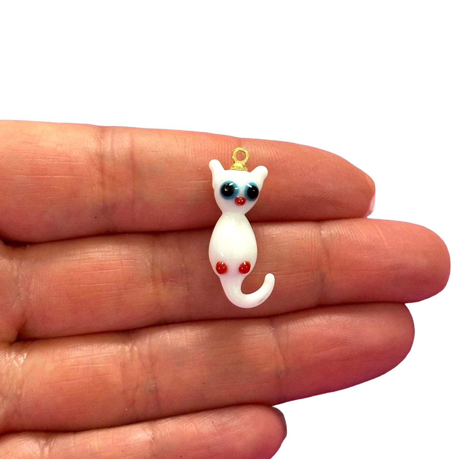 Hand Made Murano Glass Cat Charm With 24Kt Gold Plated Pin