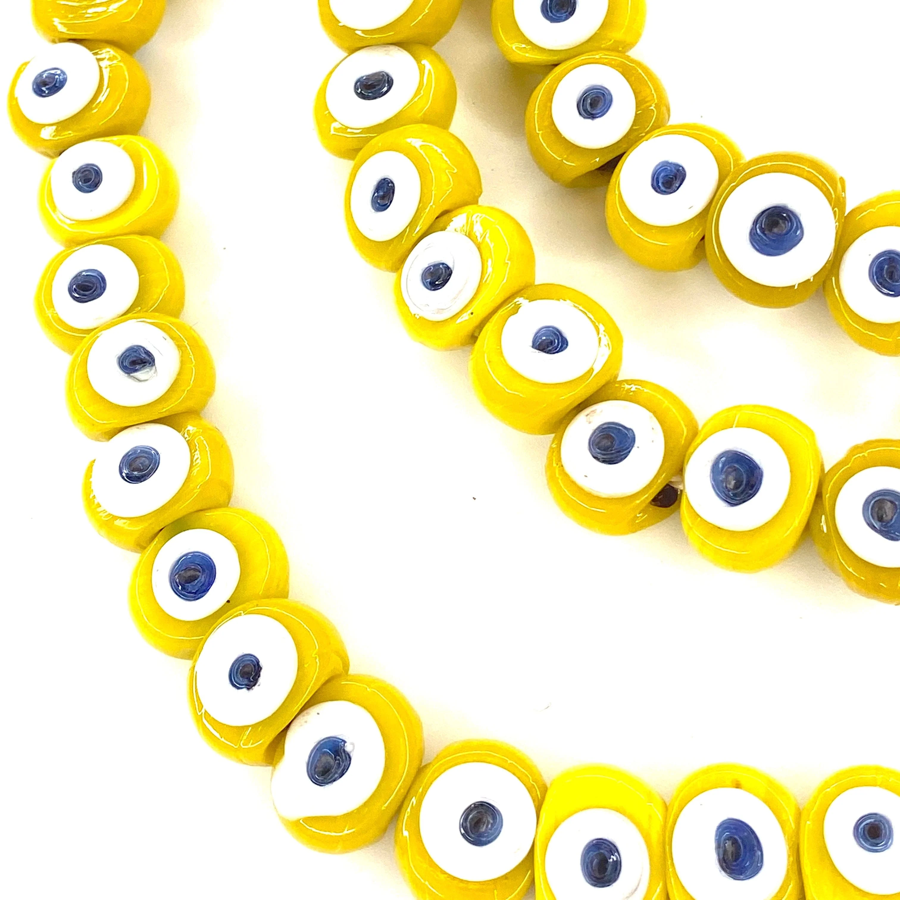 Traditional Turkish Artisan Handmade Glass Evil Eye Beads, Large Hole Evil Eye Glass Beads,  50 Beads per pack - Image 3