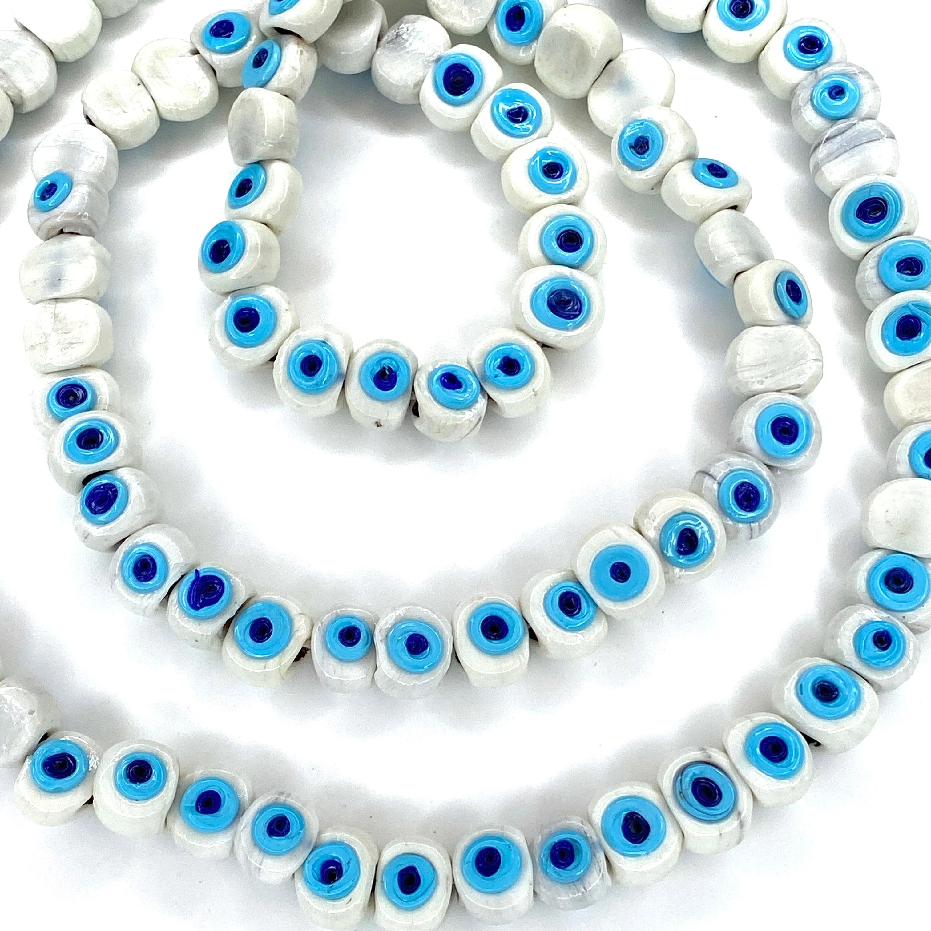 Traditional Turkish Artisan Handmade Glass Evil Eye Beads, Large Hole Evil Eye Glass Beads,  5 Beads per pack - Image 3