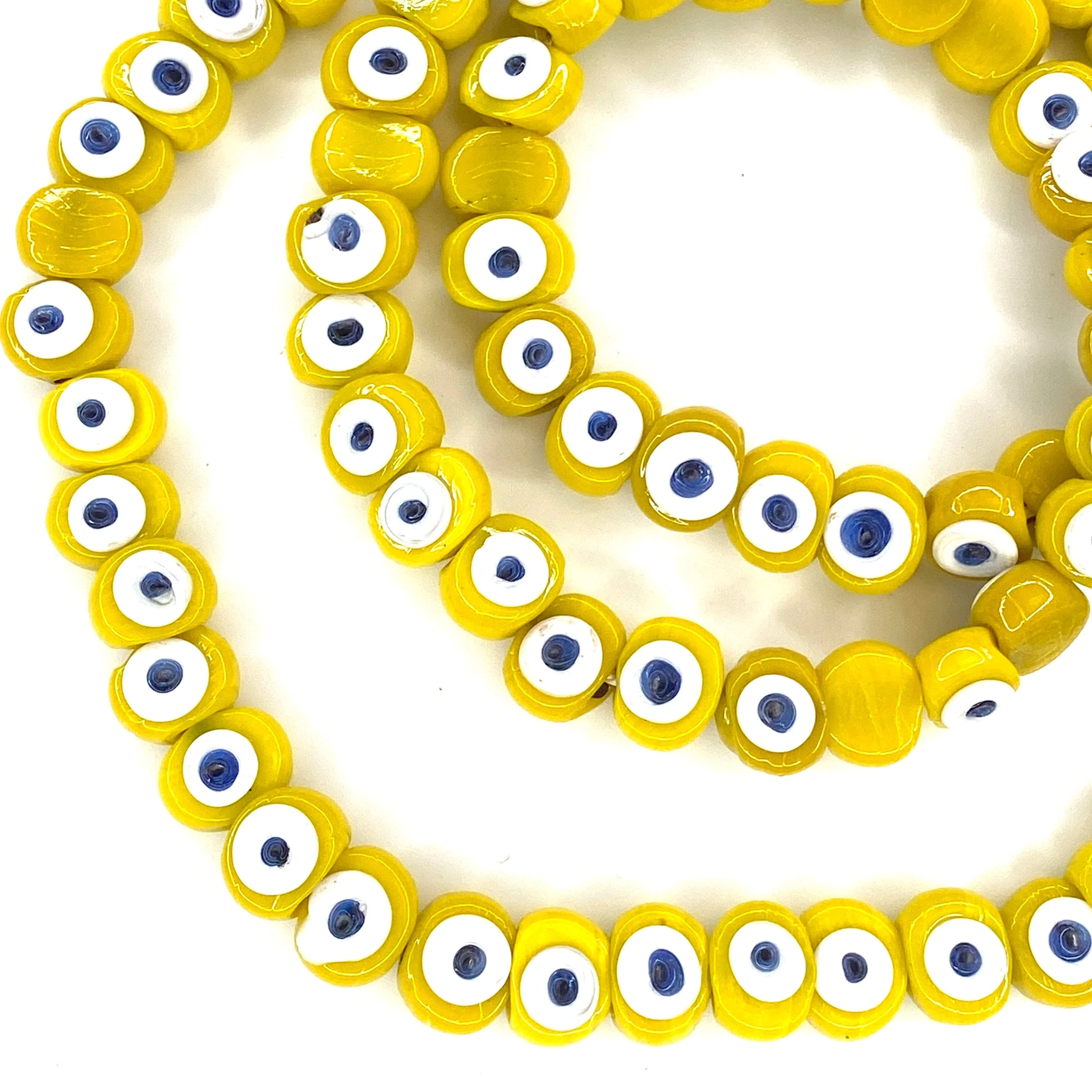 Traditional Turkish Artisan Handmade Glass Evil Eye Beads, Large Hole Evil Eye Glass Beads,  5 Beads per pack - Image 2