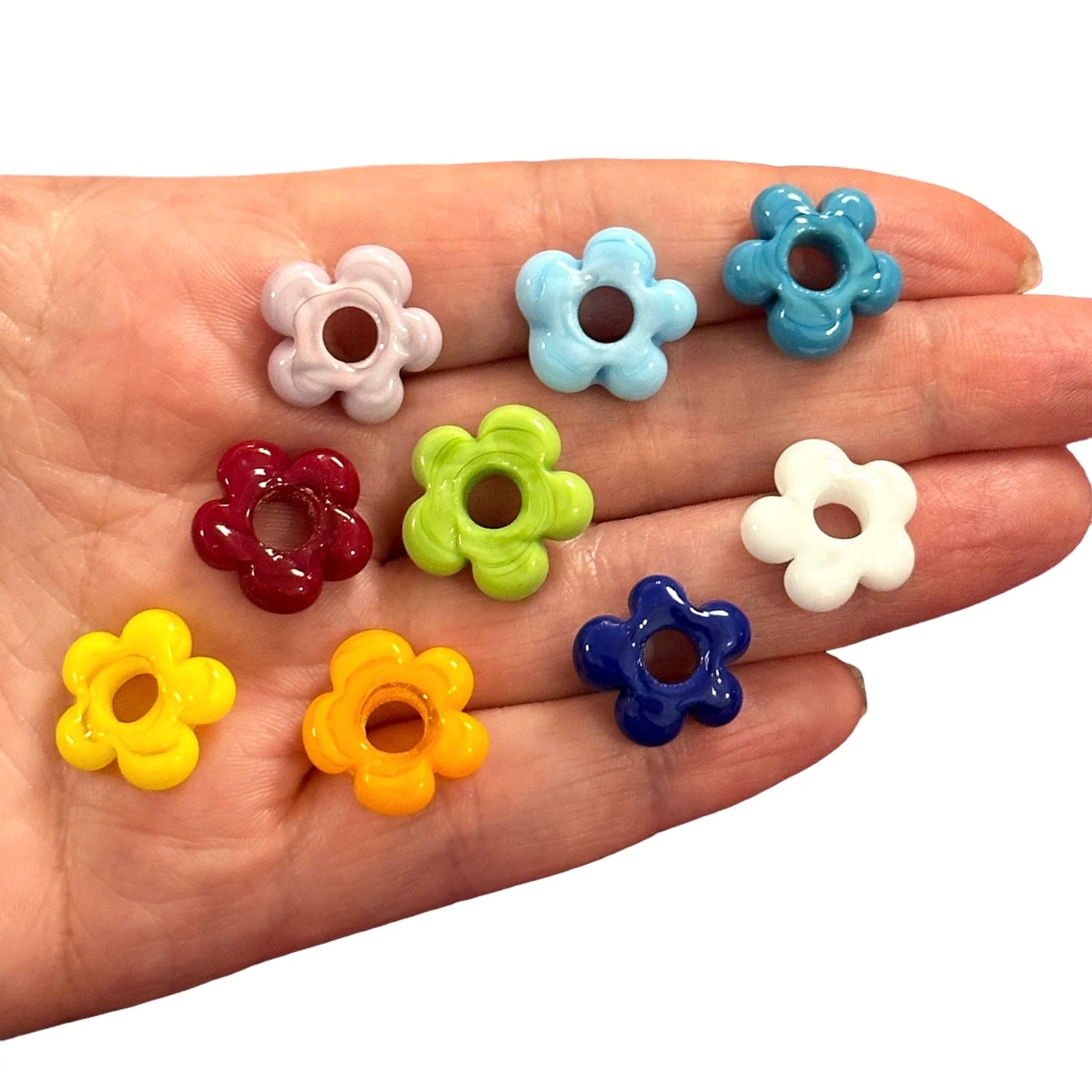 Hand Made Murano Glass Flower Charms With 5mm Holes, 2 pcs in a pack - Image 2