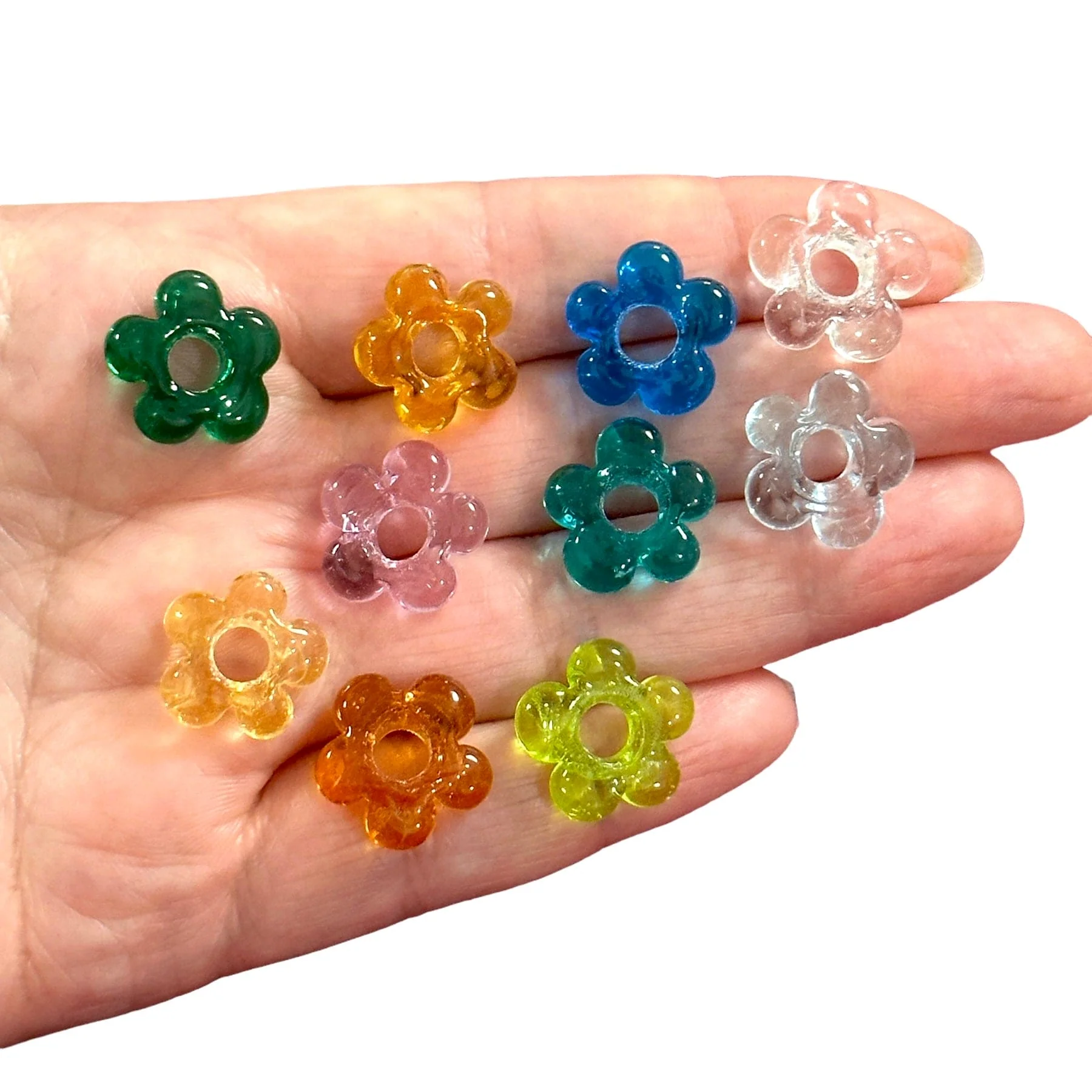 Hand Made Murano Glass Flower Charms With 5mm Holes, 2 pcs in a pack - Image 2
