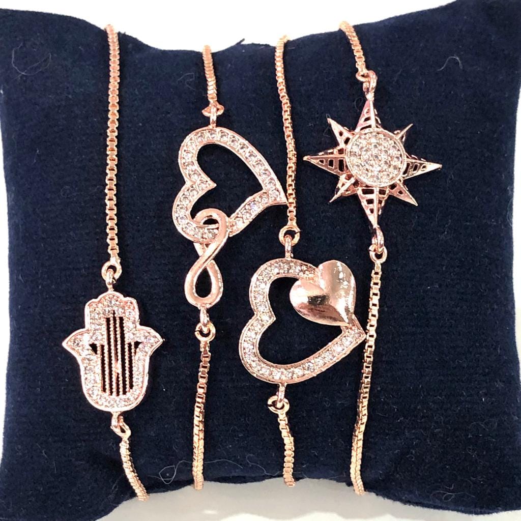 Heart Double Loop Rose Gold Plated Charms, Bracelet Charms, Connector Charms - Image 2