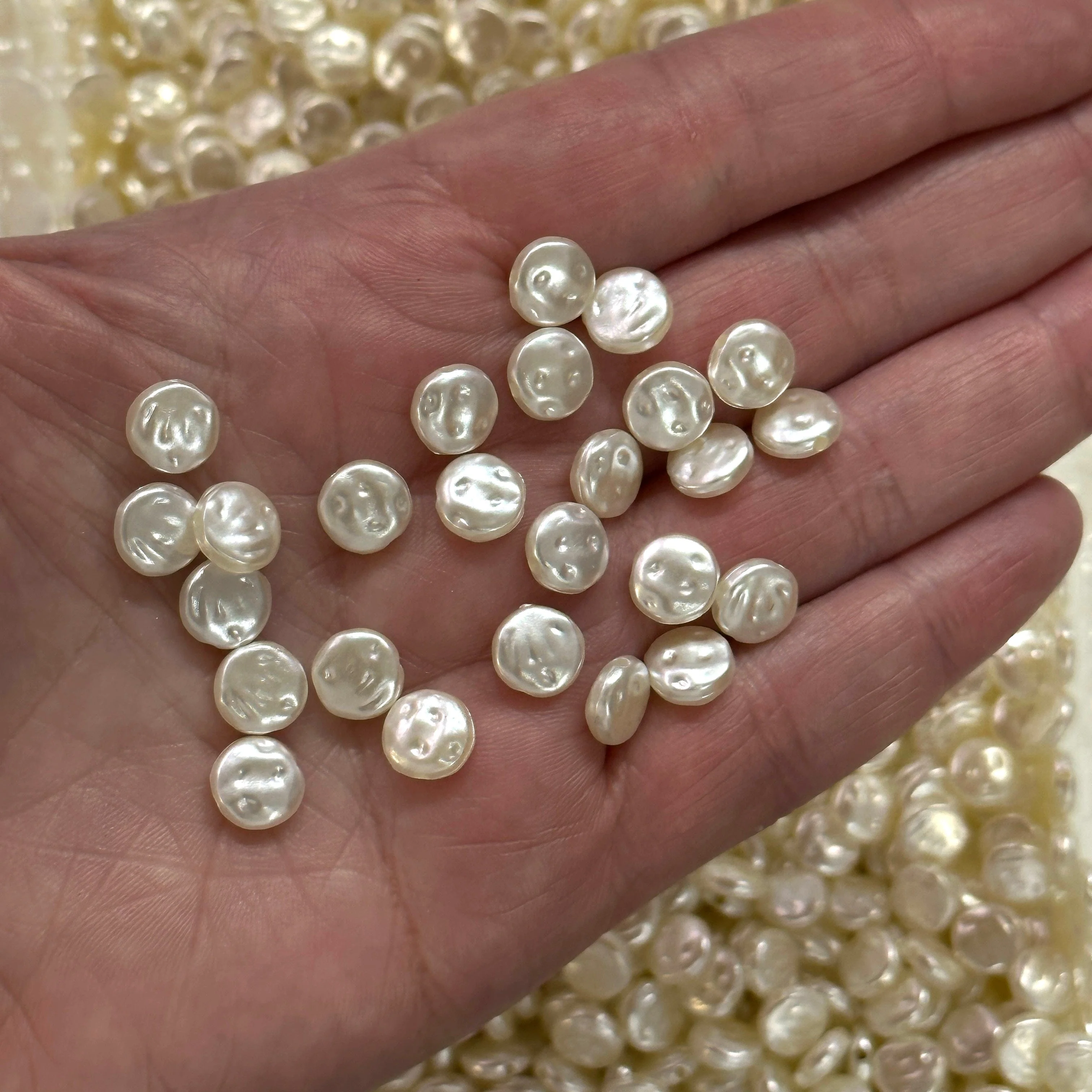 Ivory Color Acrylic Baroque Pearl 8.1x3.0mm Beads with 1mm Hole, 50 Gr Pack-400 Beads