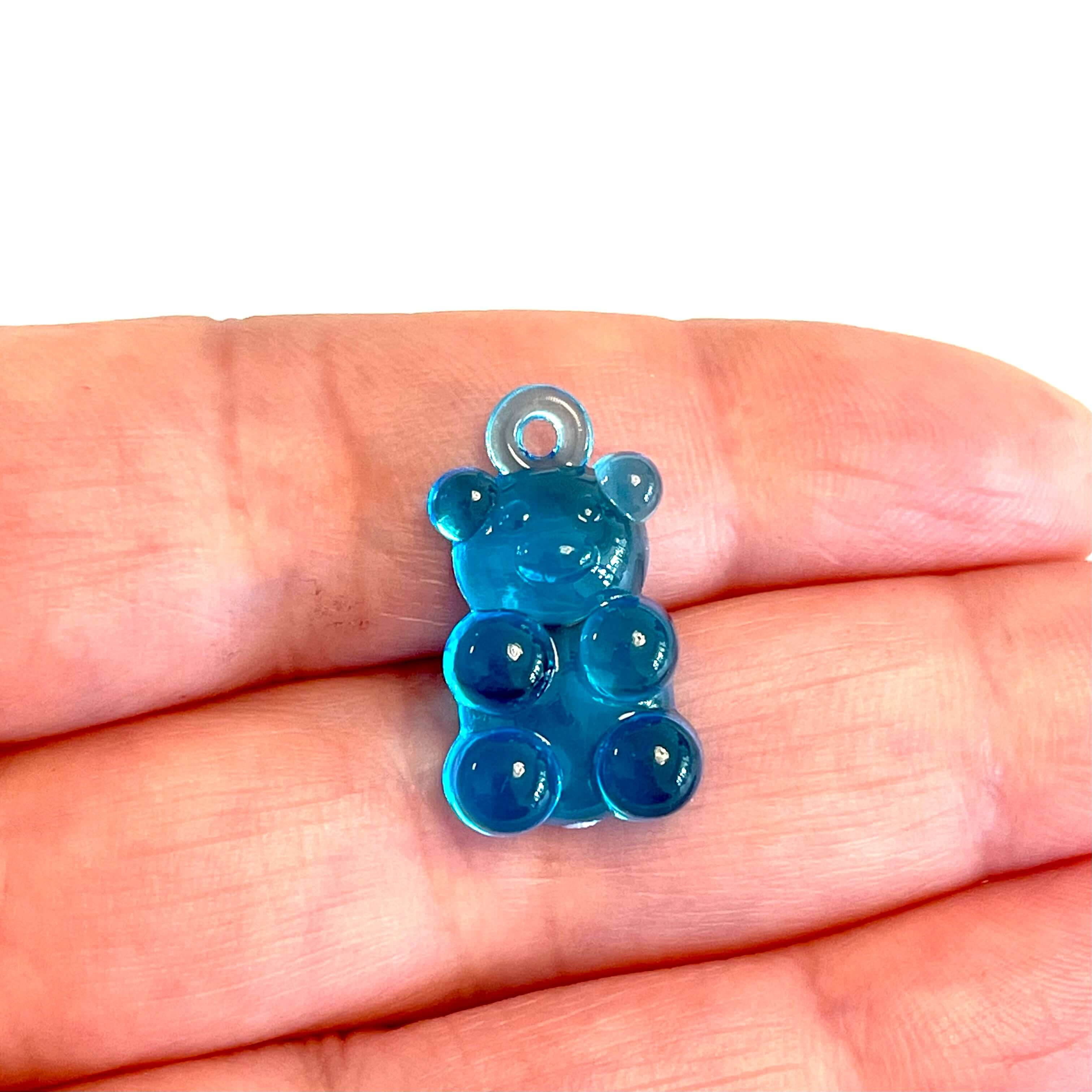 5 pcs in a pack, Jelly Bear Charms, Gummy Bear Resin With Loop, Jelly Bear Shaped Resin Charms  12x22mm, - Image 2