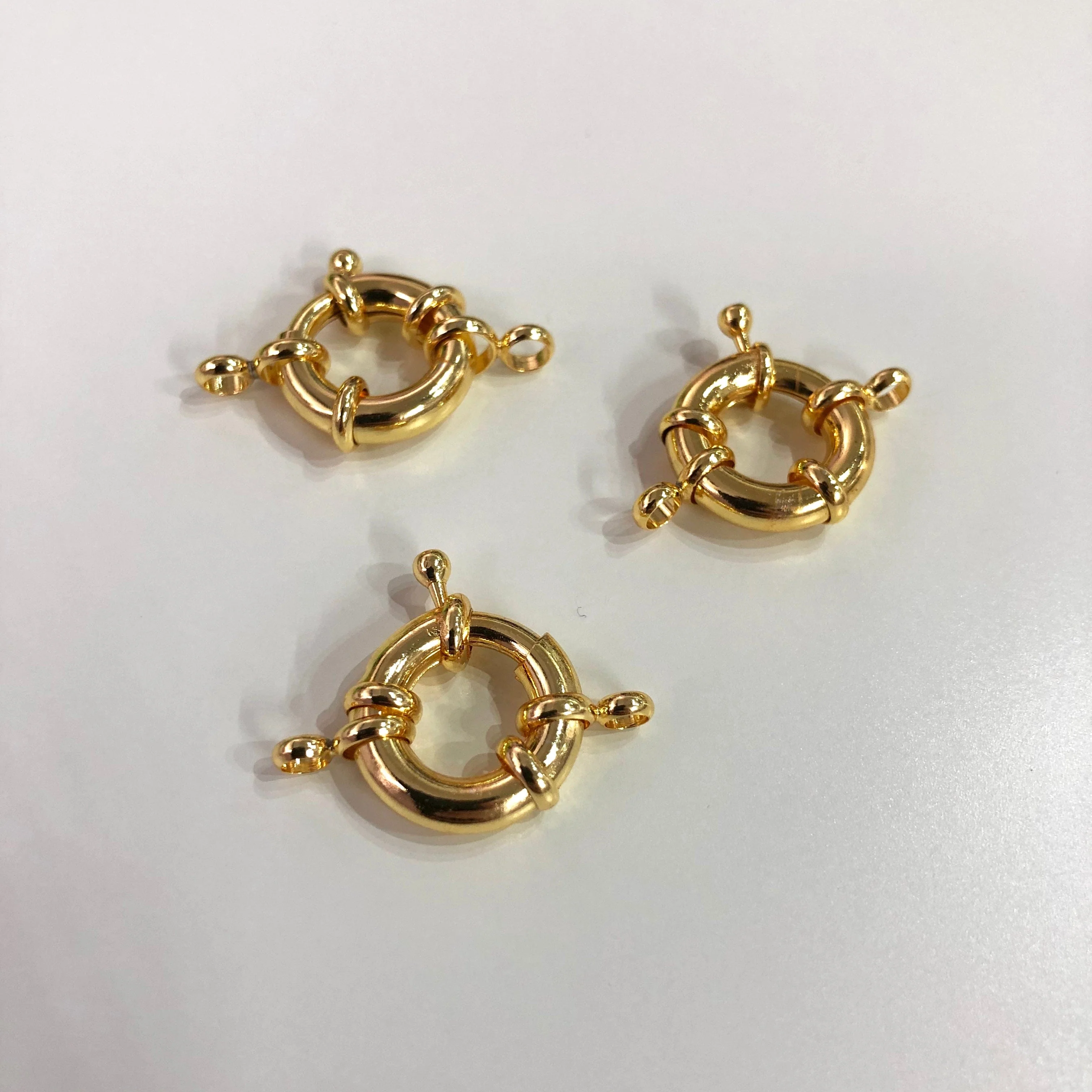 Large Gold Spring Ring Clasp with Loops, 17mm Gold Plated Spring Clasp, - Image 5