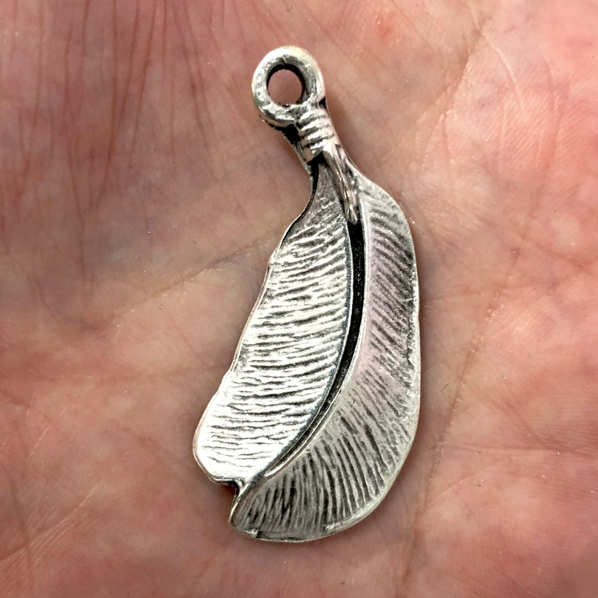 Antique Silver Plated Large Leaf Pendant, Large Silver Leaf, Large Silver Pendant