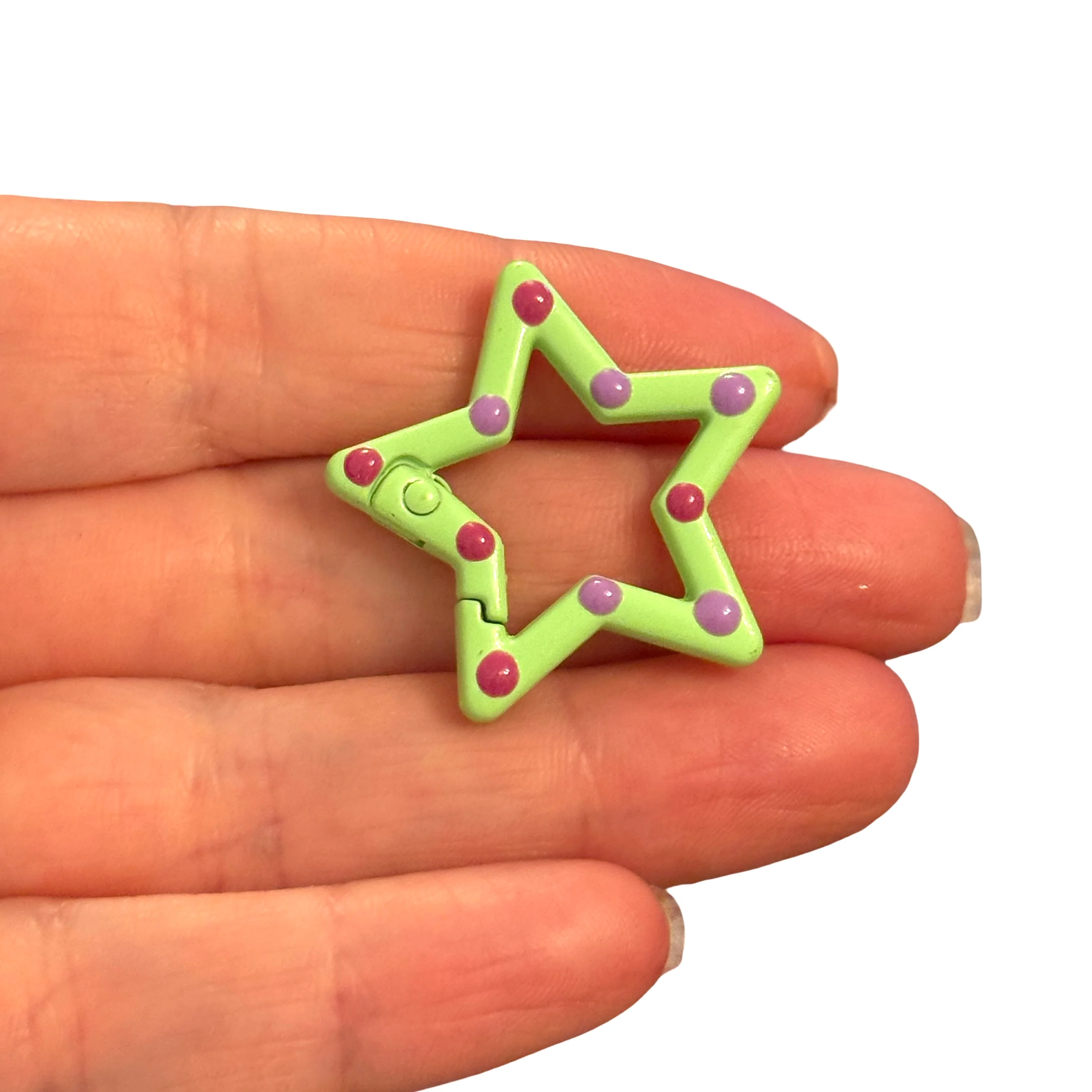 Mint Star Enamel Keychain & Bag Charm Clip – 31mm