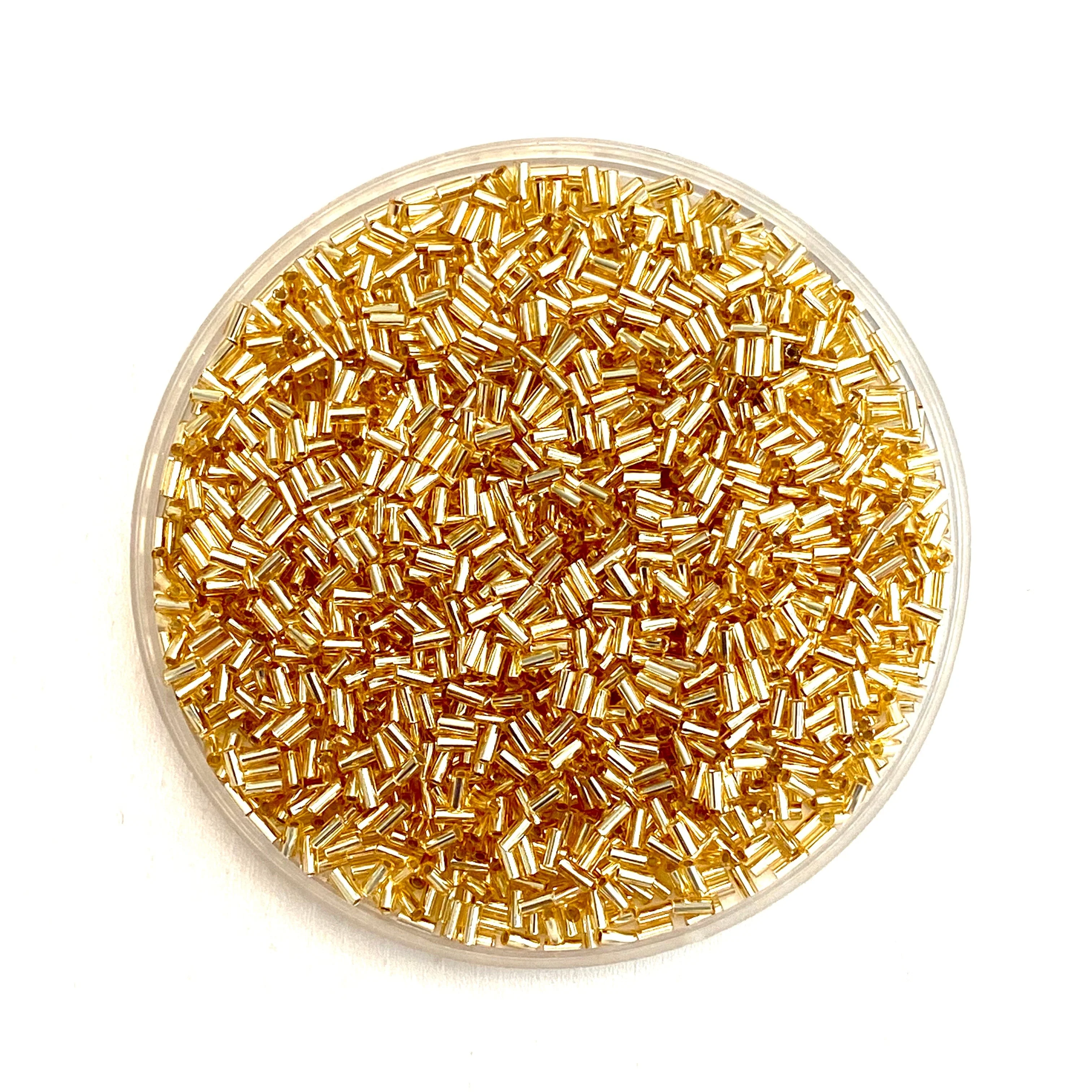 Miyuki Bugles size 3mm 0003 Silver Lined Gold 10 grams. Crystal bugles 3mm,