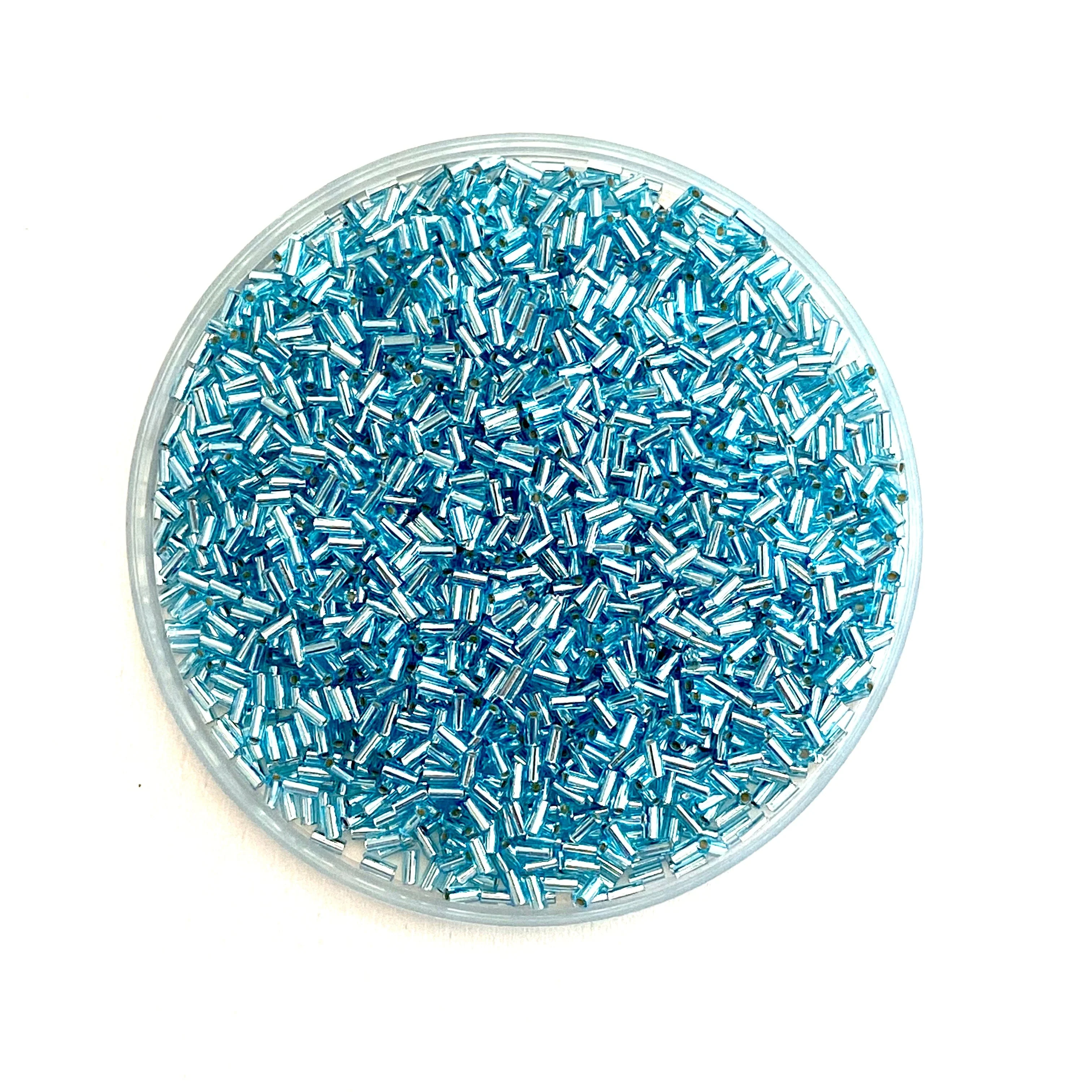 Miyuki Bugles size 3mm 0047 Silver Lined Aqua 10 grams. Crystal bugles 3mm,