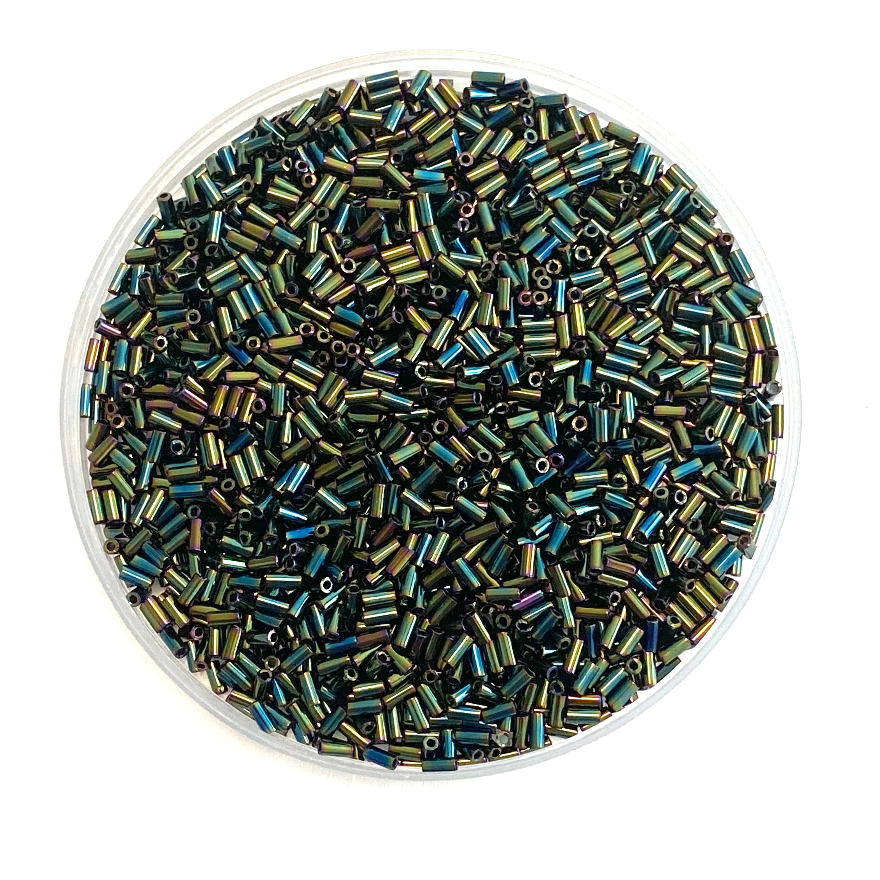 Miyuki Bugles size 3mm 0453 Green Iris 10 grams. Crystal bugles 3mm,