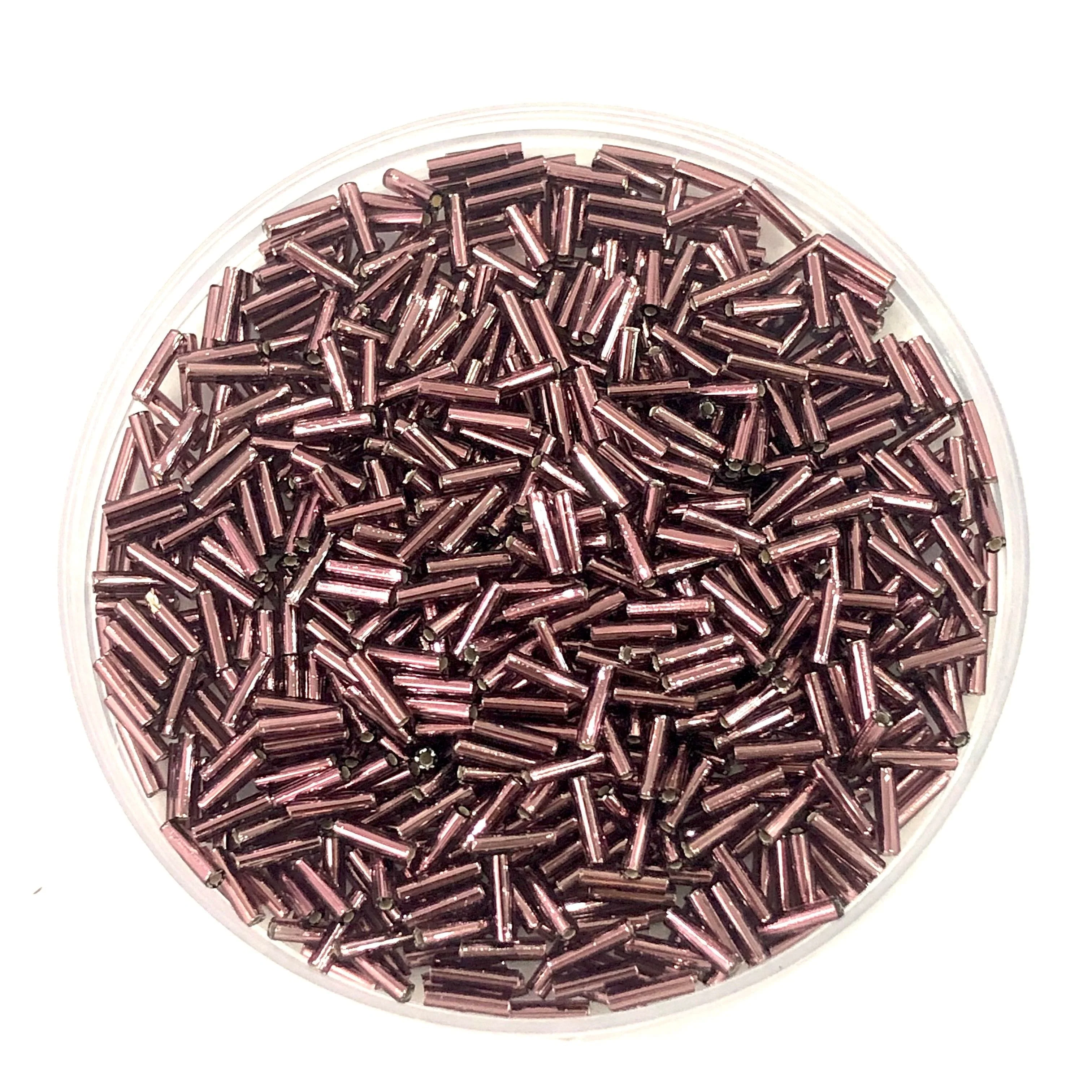 Miyuki Bugles size 6mm 0013 Dark Amethyst Silver Lined 10 grams.