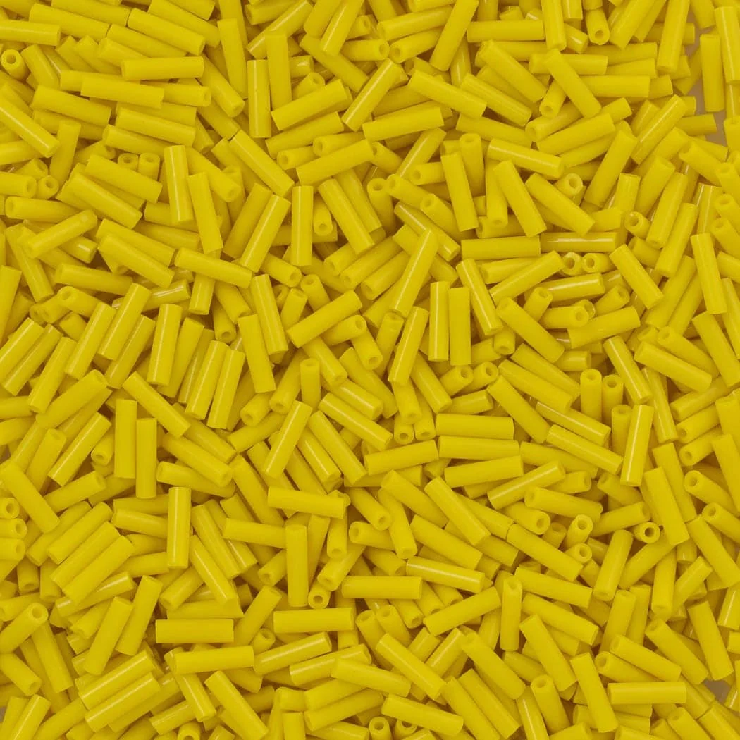 Miyuki Bugles size 6mm 0404 Opaque Yellow, Opaque Yellow bugles 6mm,