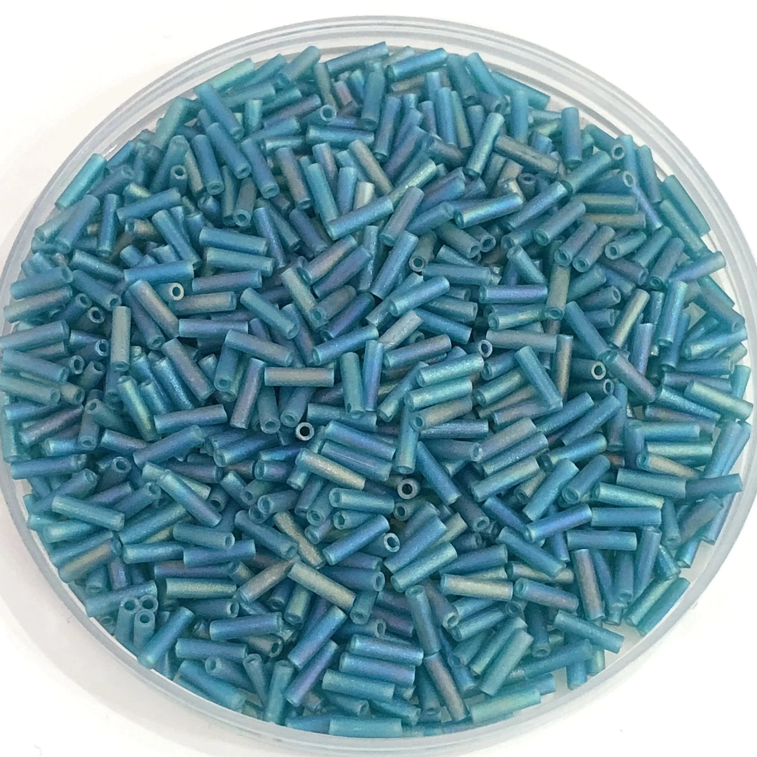Miyuki Bugles size 6mm 2405FR Matted Transparent Teal AB,