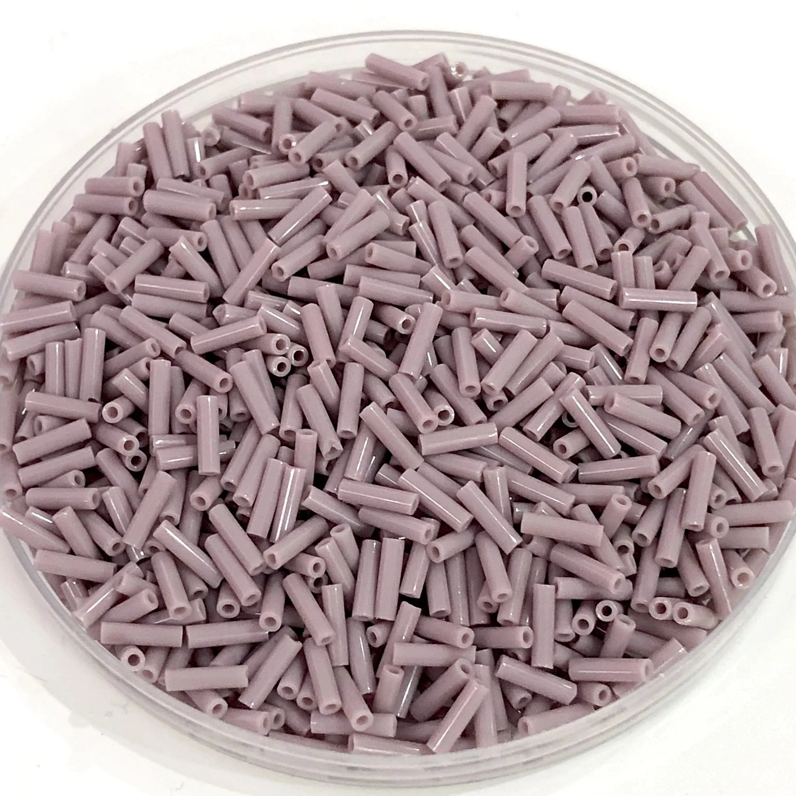 Miyuki Bugles size 6mm 0410FR Matted Opaque Mauve AB,