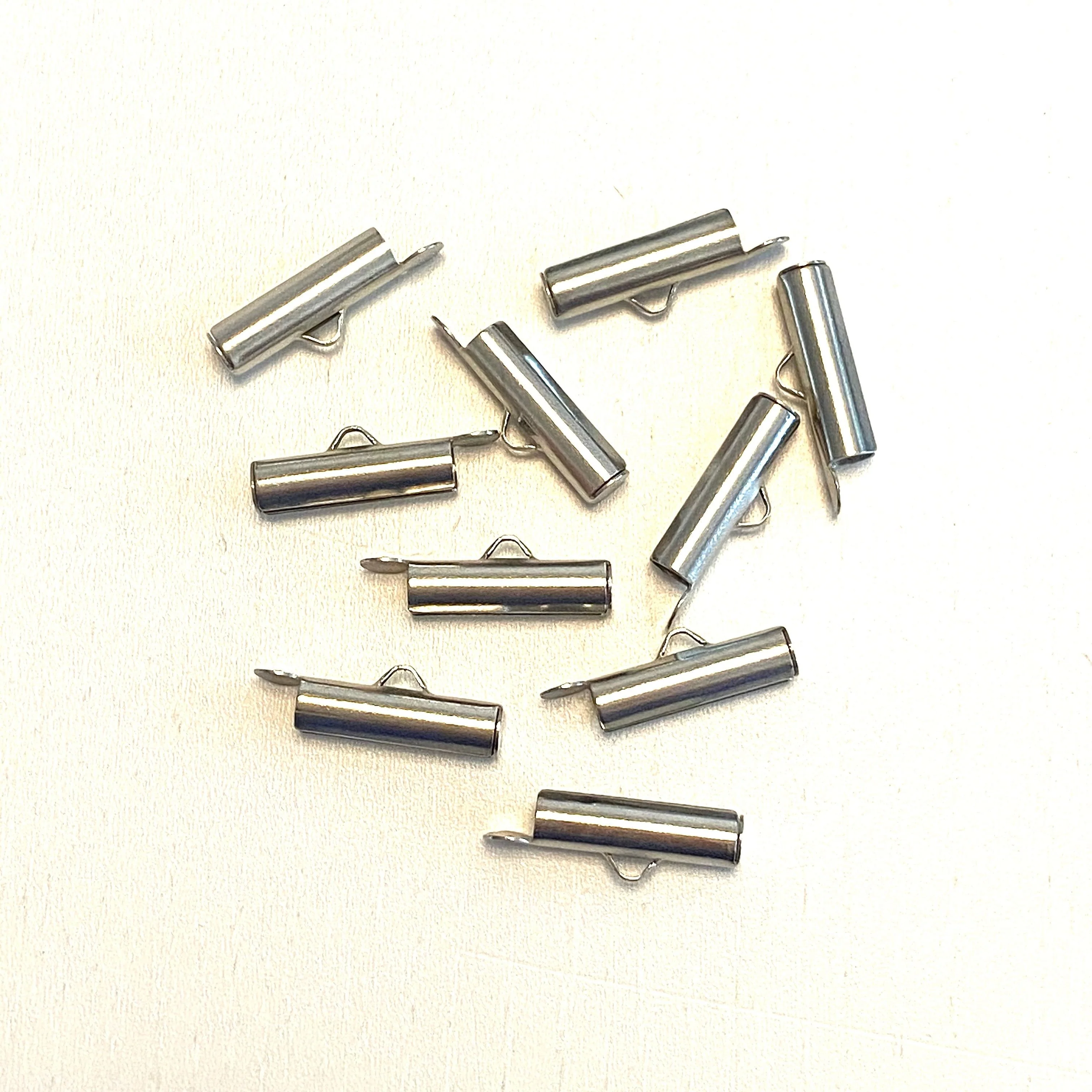 Miyuki Slide End Tubes, 15mm Rhodium Plated 10 Tubes in a pack